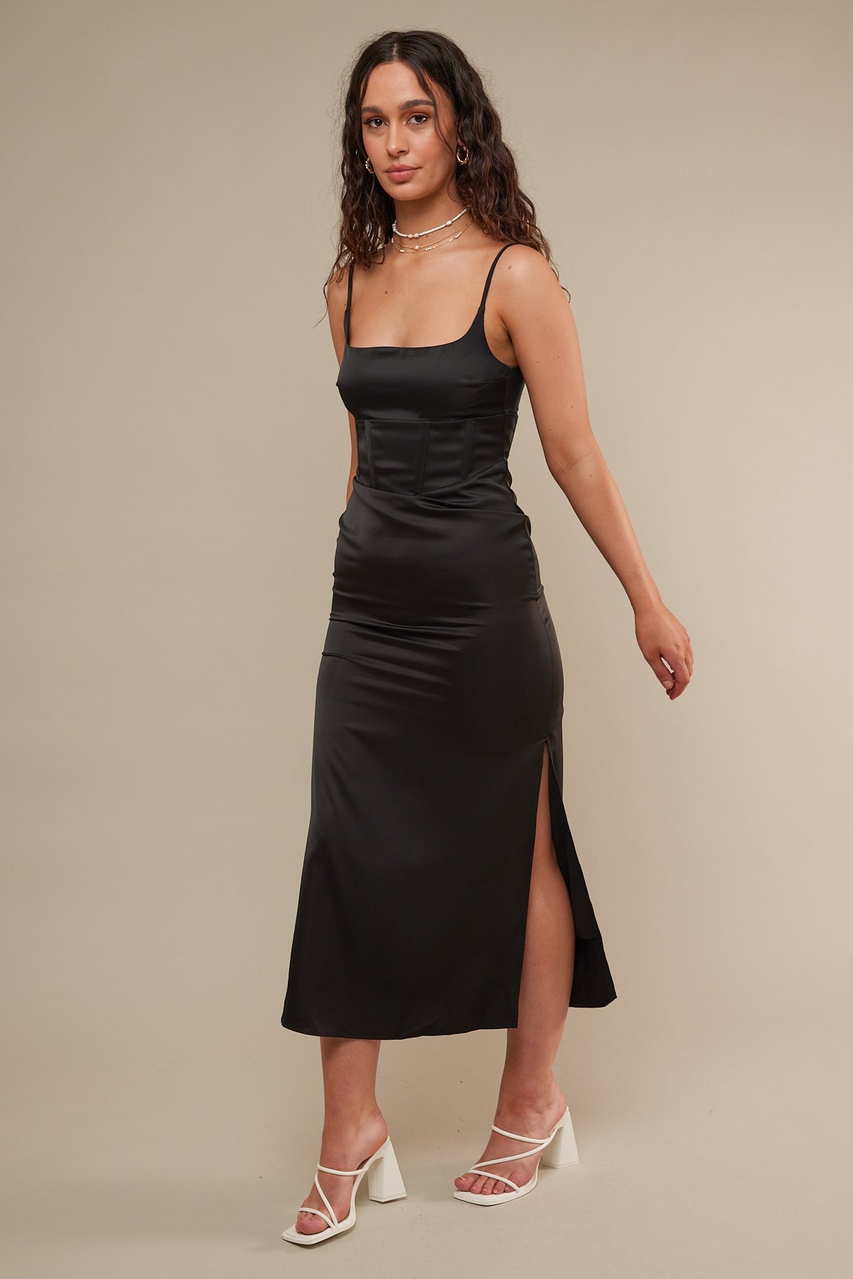 Perfect Stranger Finest Hour Corset Midi Dress Black