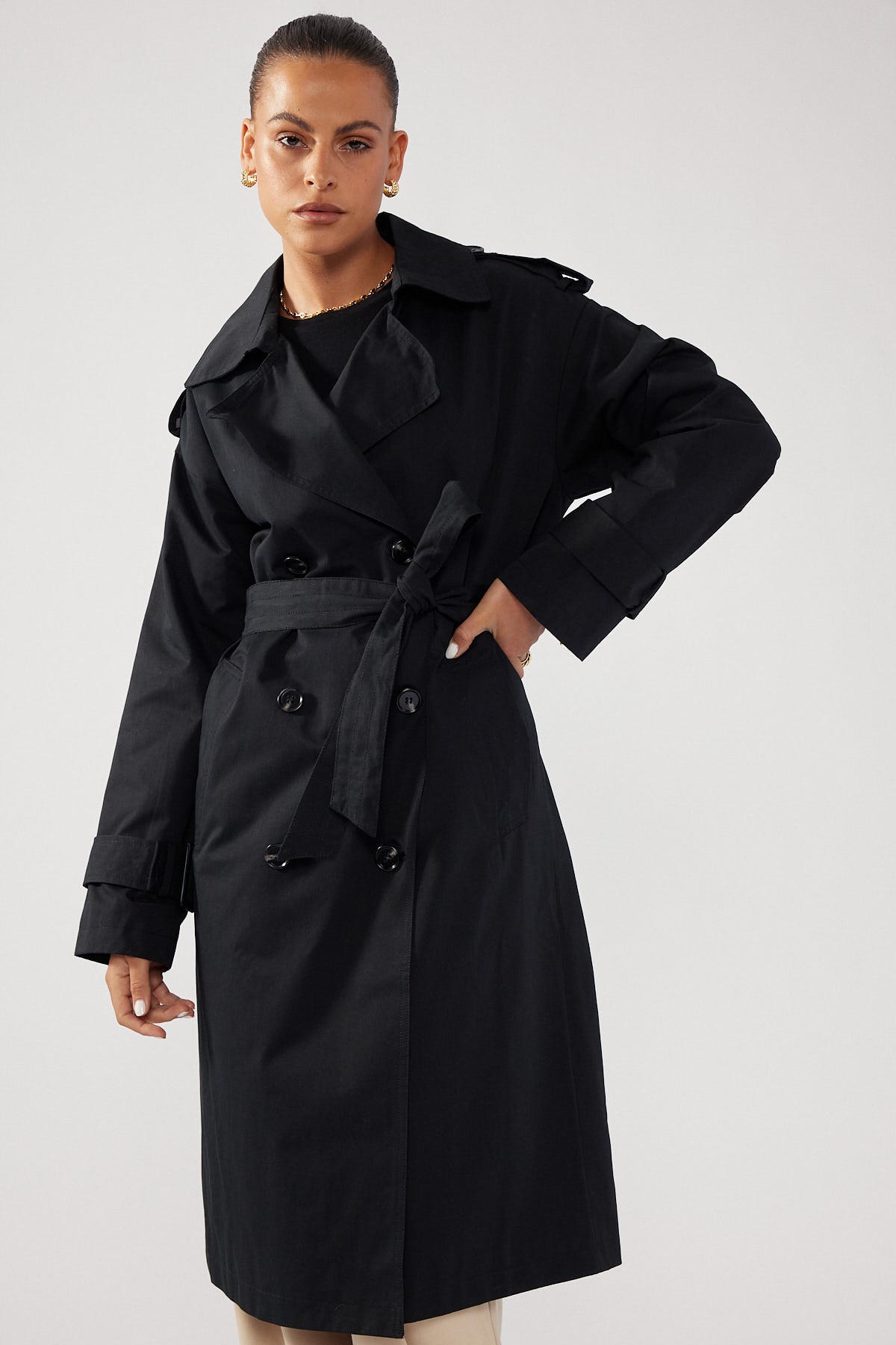 Perfect Stranger Tina Trench Coat Black