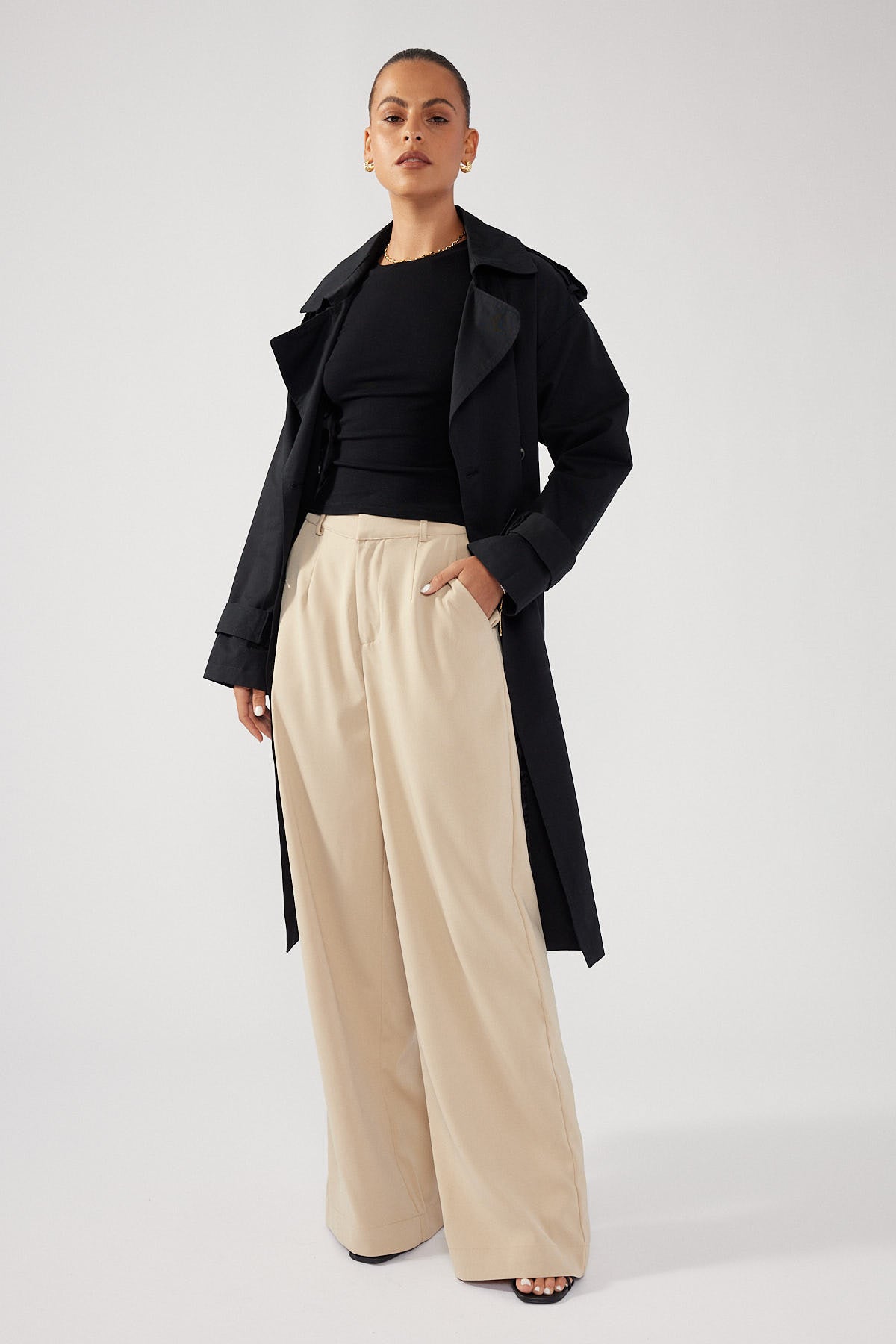 Perfect Stranger Tina Trench Coat Black
