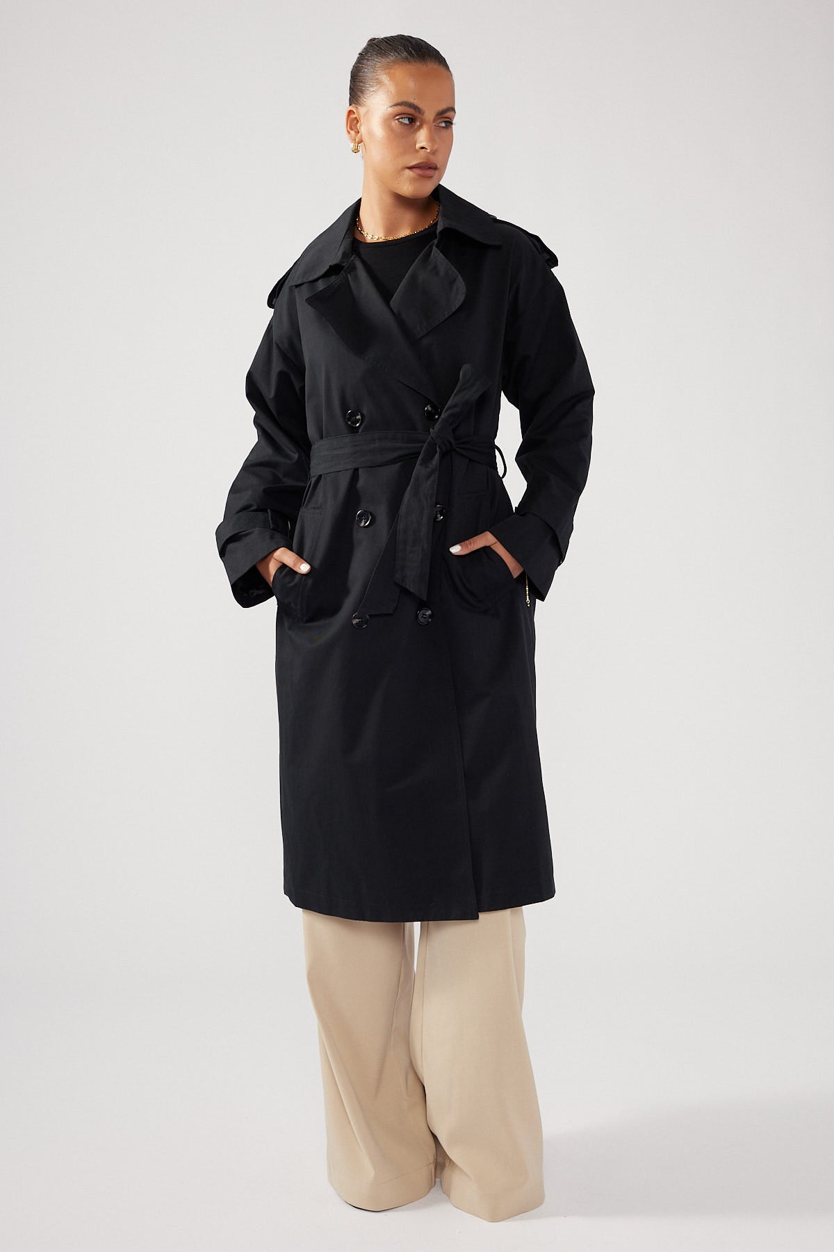Perfect Stranger Tina Trench Coat Black