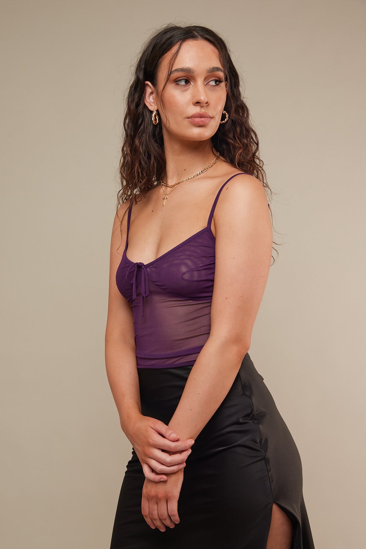 Perfect Stranger Fantasy Mesh Bra Purple