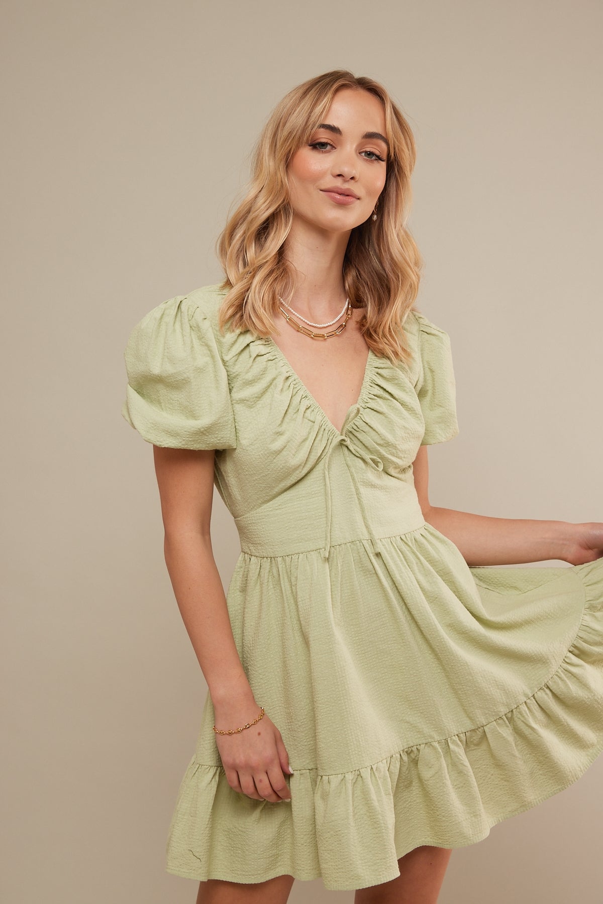 Perfect Stranger Blossom Baby Mini Dress Sage