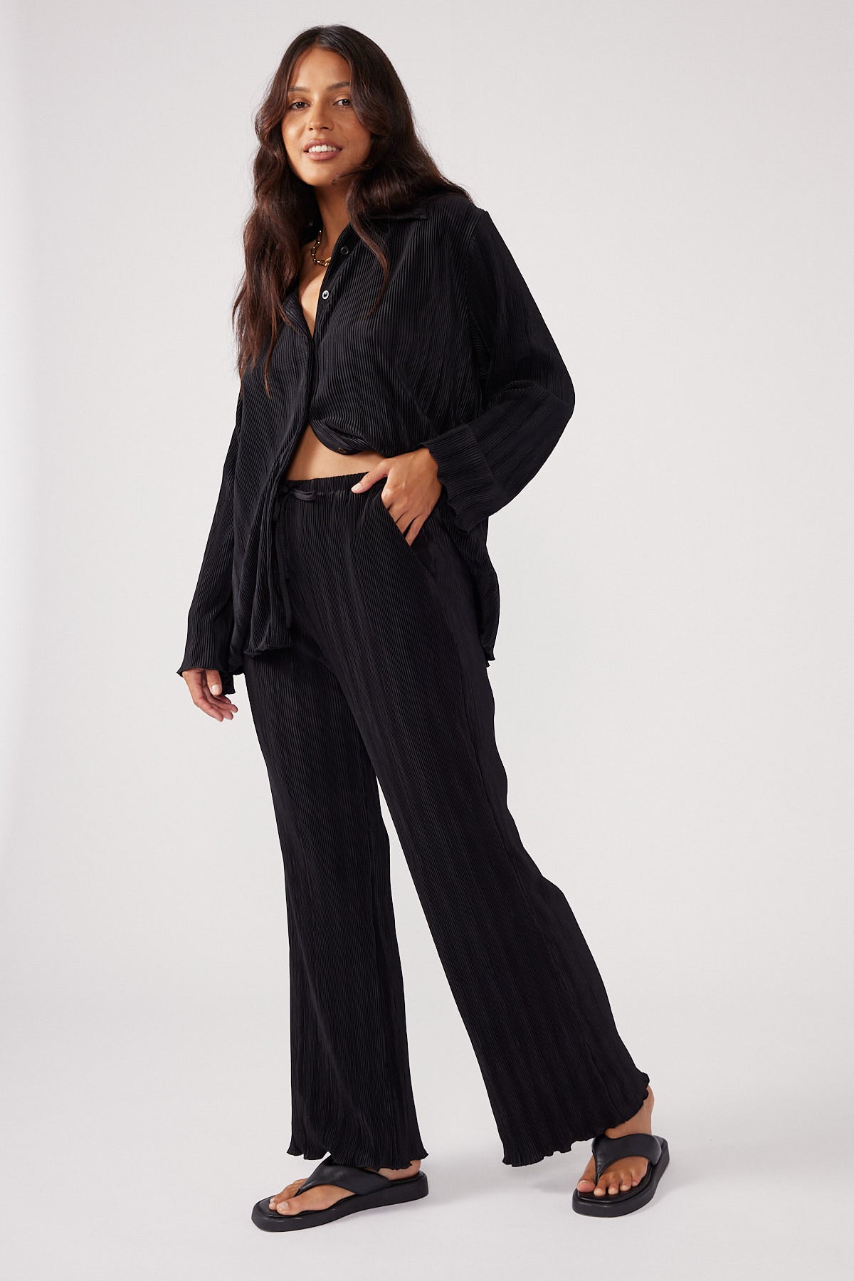Perfect Stranger Plisse Pant Black