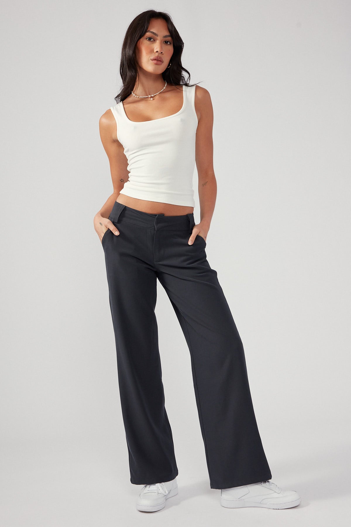 Perfect Stranger Luxe Scoop Front Tank White