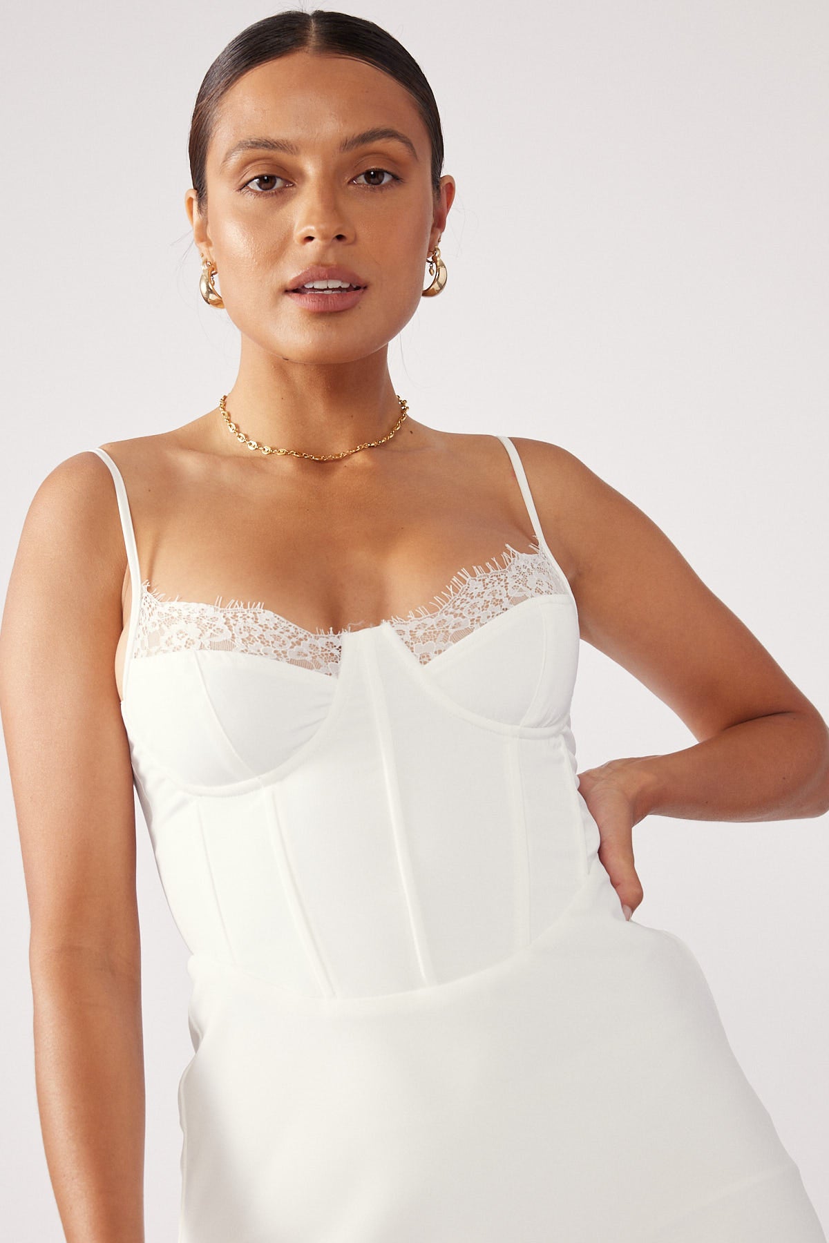 Perfect Stranger Lace Corset Mini Dress White