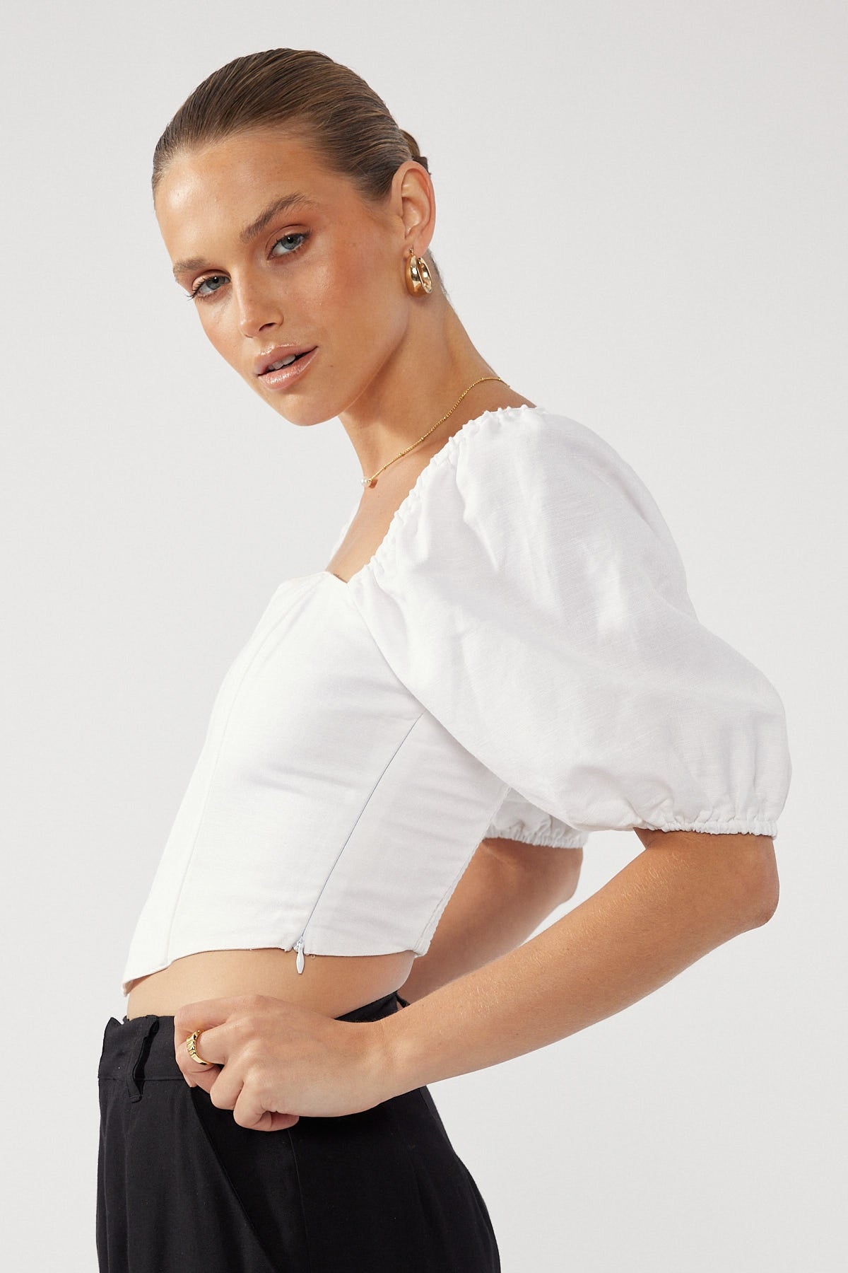 Perfect Stranger Daisy Short Sleeve Corset Top White