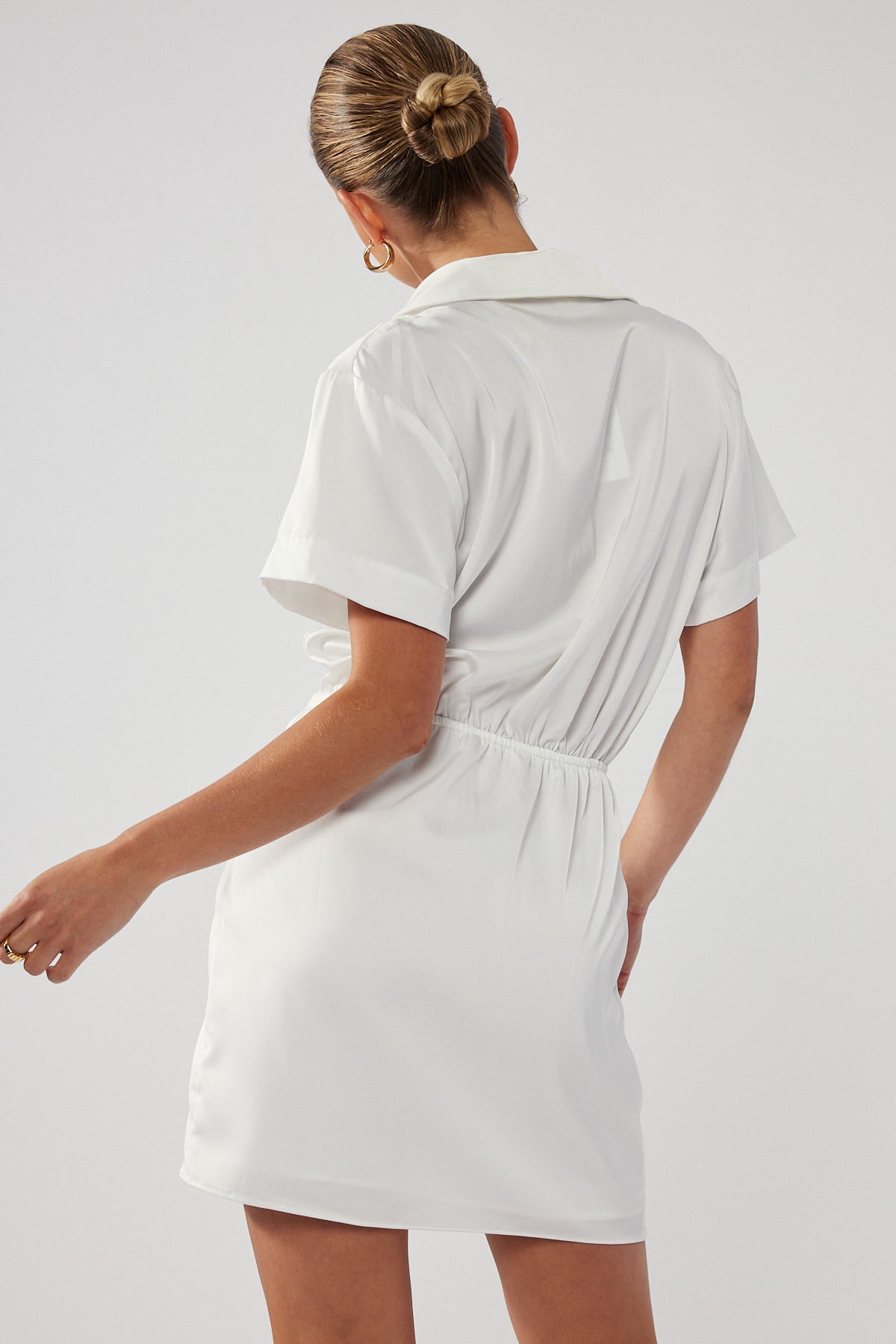 Perfect Stranger First Impression Satin Mini Dress White