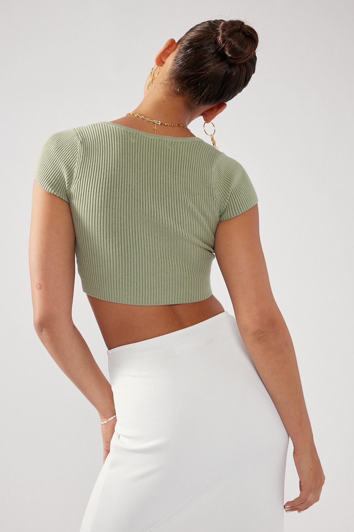 Perfect Stranger Cap Sleeve Micro Knit Top Sage