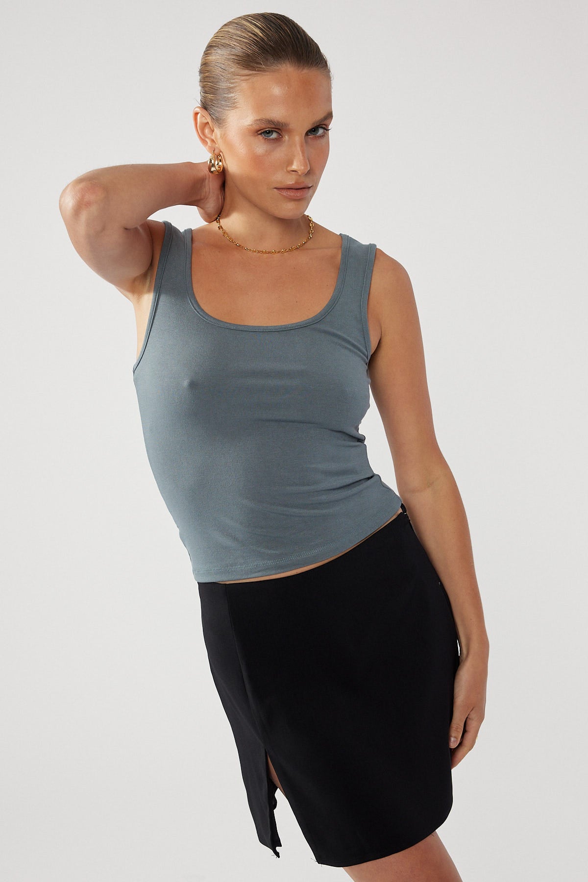 Perfect Stranger Luxe Scoop Front Tank Blue