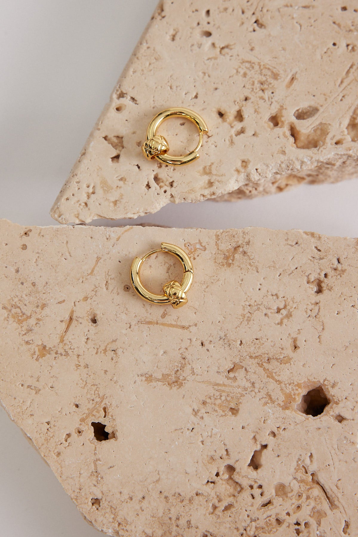 Perfect Stranger Crosshatch Hoop Plated Earring -18K Gold Plated Gold