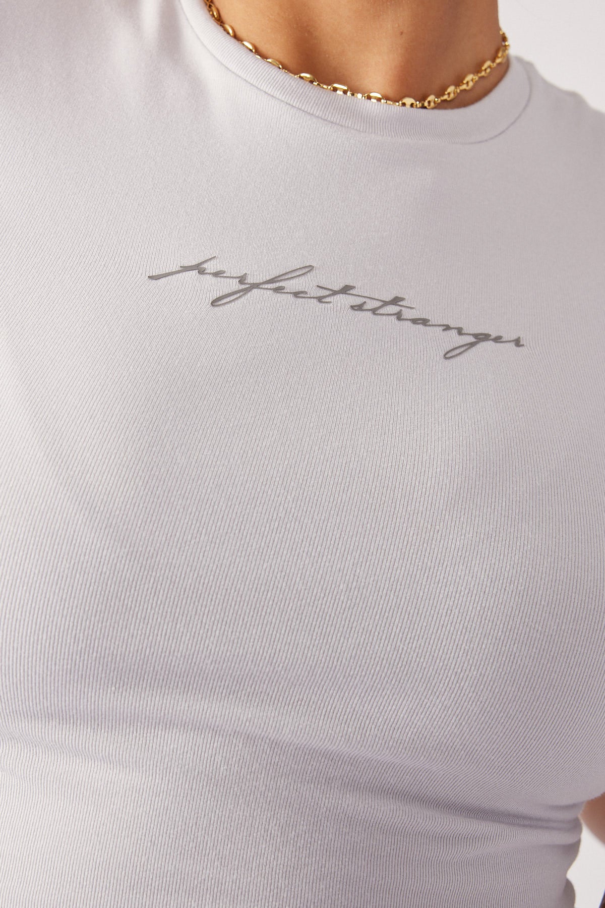 Perfect Stranger Logo Cap Sleeve Tee Grey