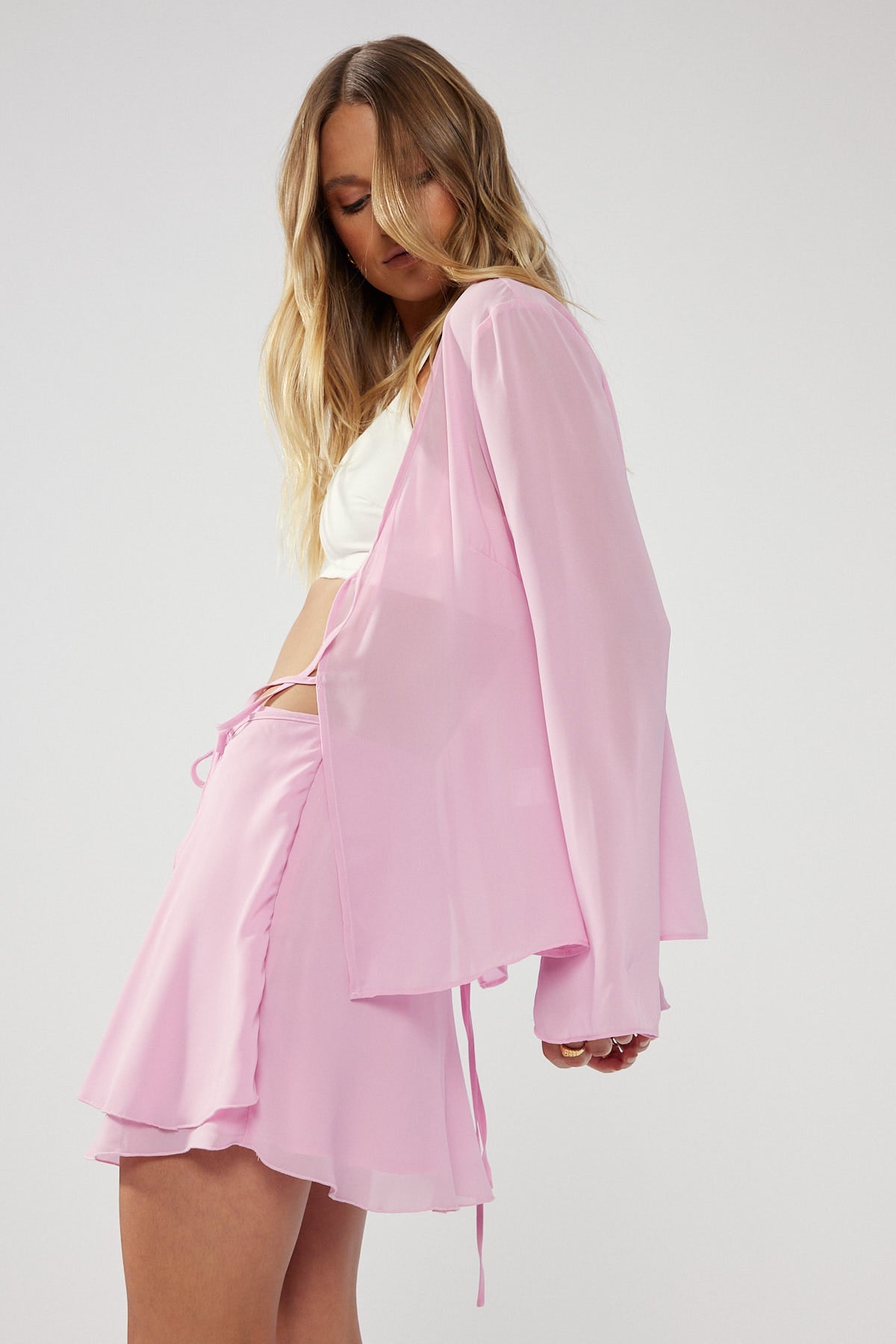 Perfect Stranger Classic Tie Front Top Pink