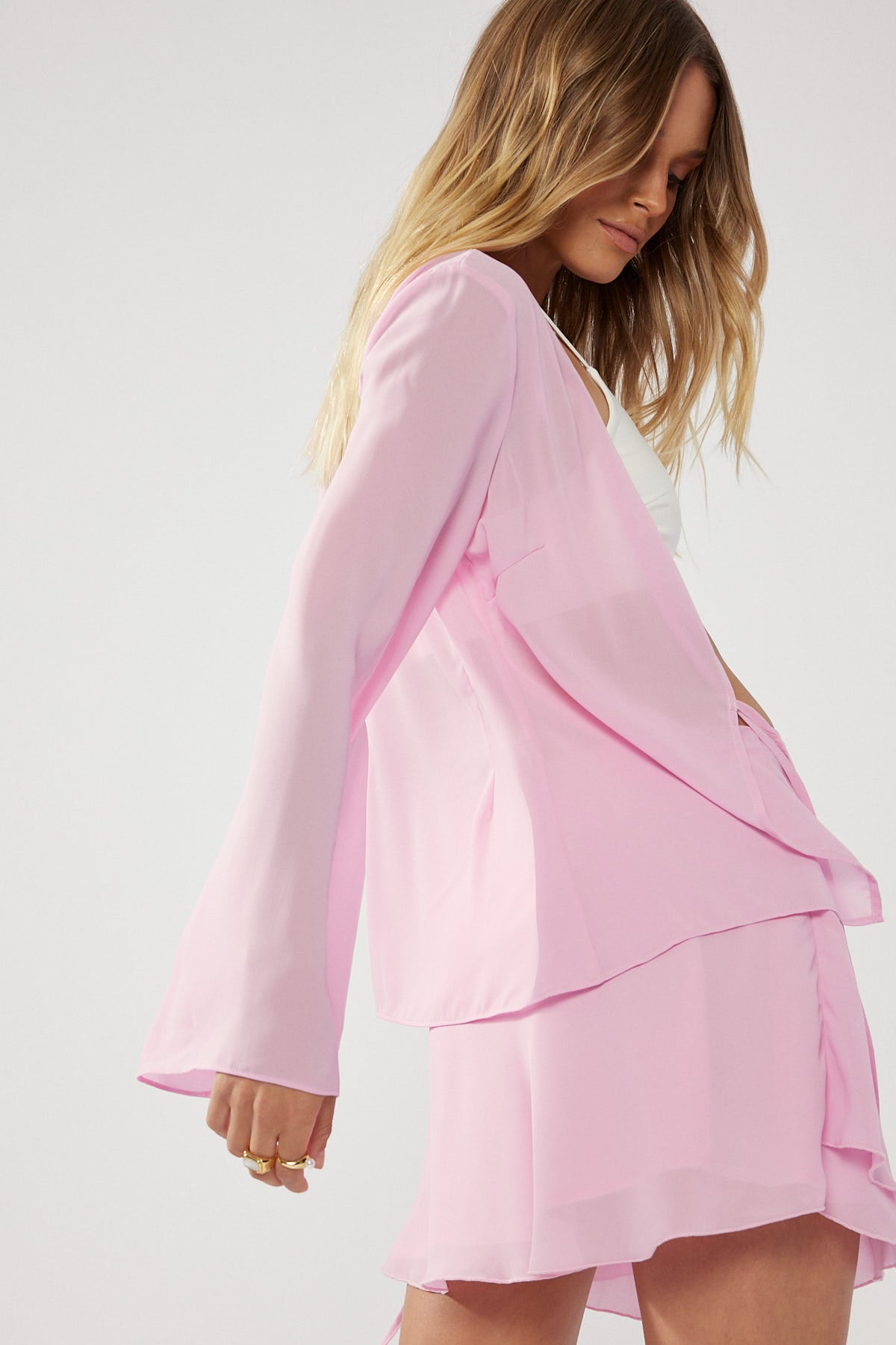 Perfect Stranger Classic Tie Front Top Pink