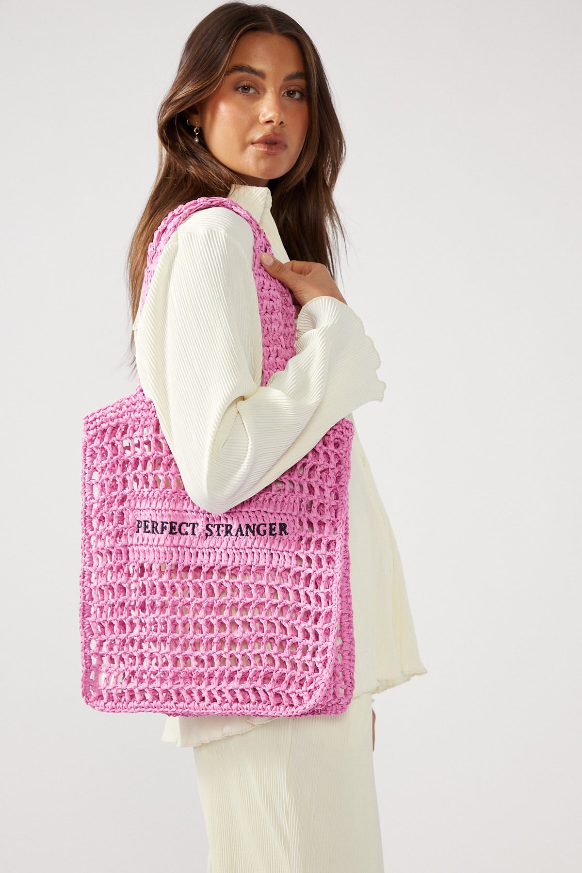 Perfect Stranger Crochet Perfect Stranger Tote Bag Pink