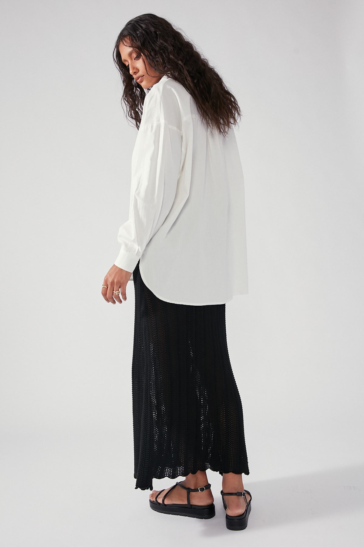 Perfect Stranger Crochet Knit Maxi Skirt Black