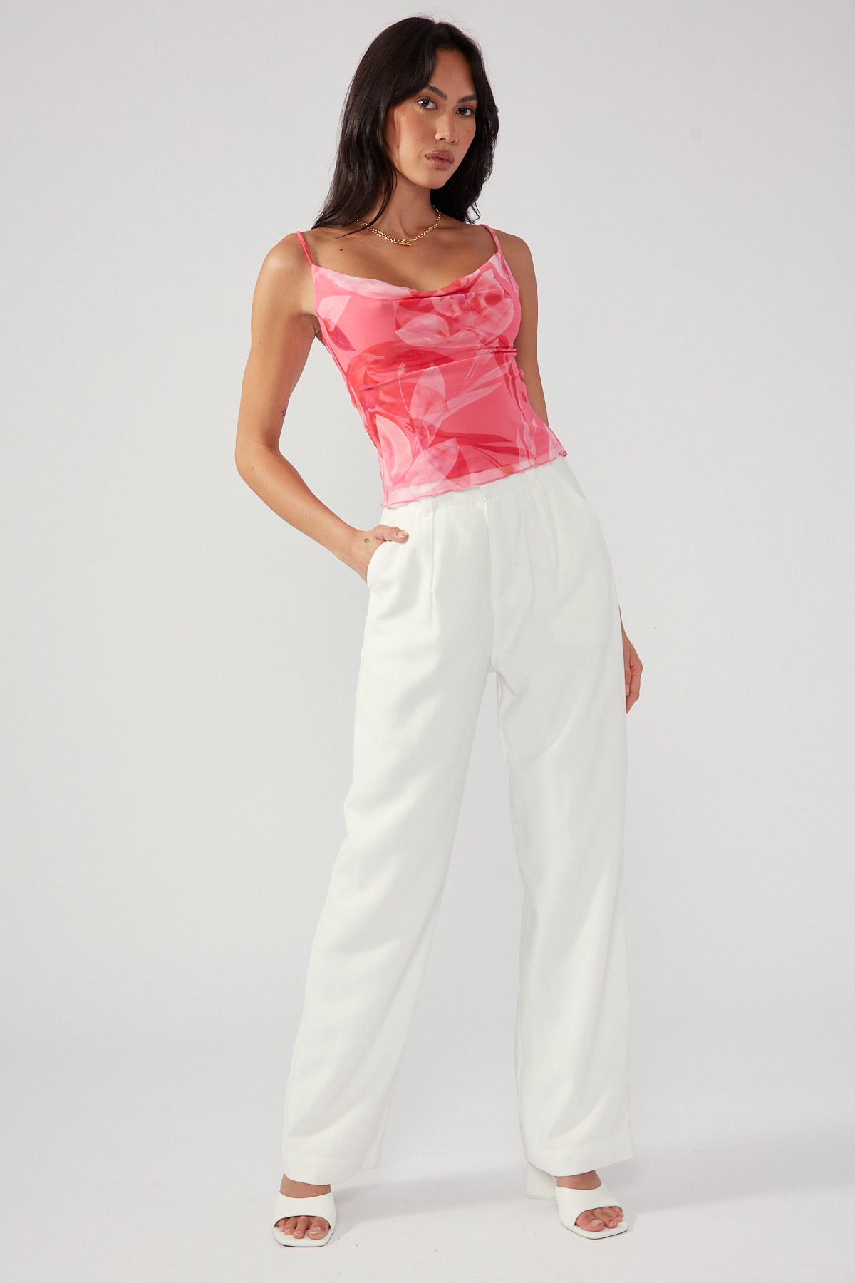 Perfect Stranger Dragonfruit Hint Recycled Mesh Top Pink Print