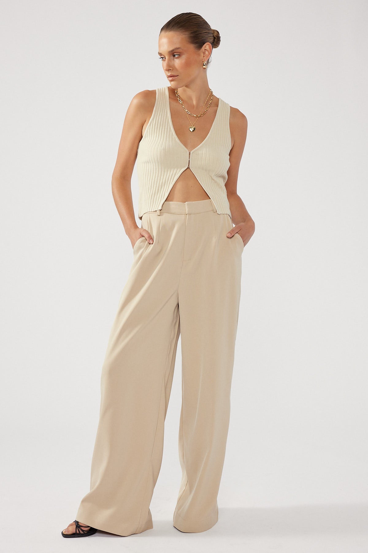 Perfect Stranger Sloane Hook and Eye Knitted Tank Nude