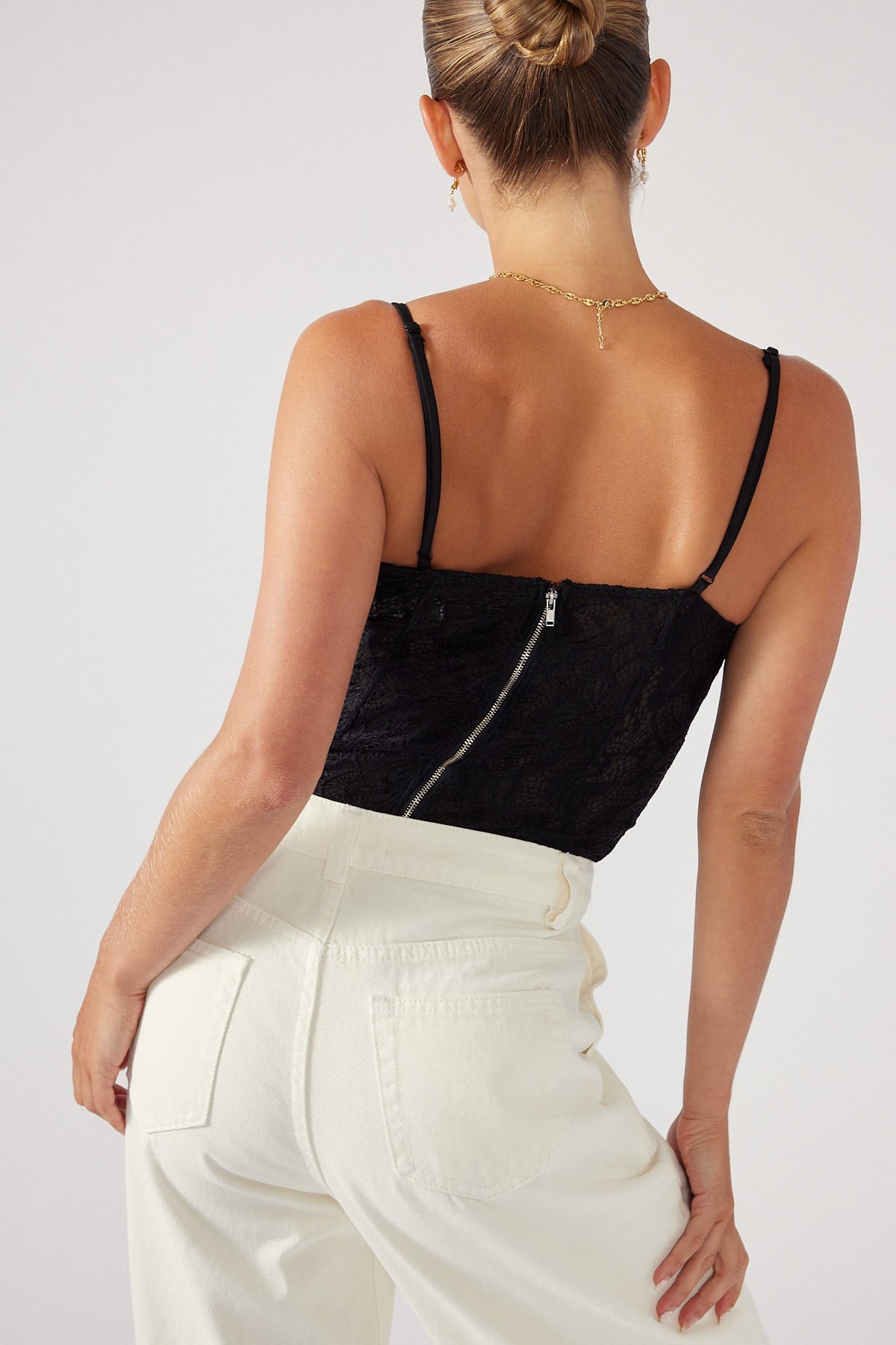Perfect Stranger Jenna Lace Corset Bodysuit Black