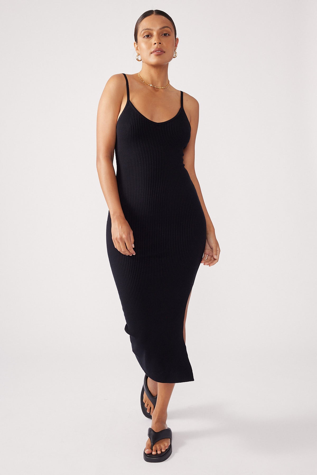 Perfect Stranger New Orleans Knit Midi Dress Black
