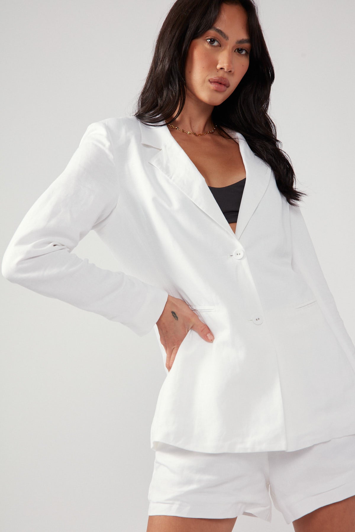 Perfect Stranger Tully Linen Slimline Blazer White