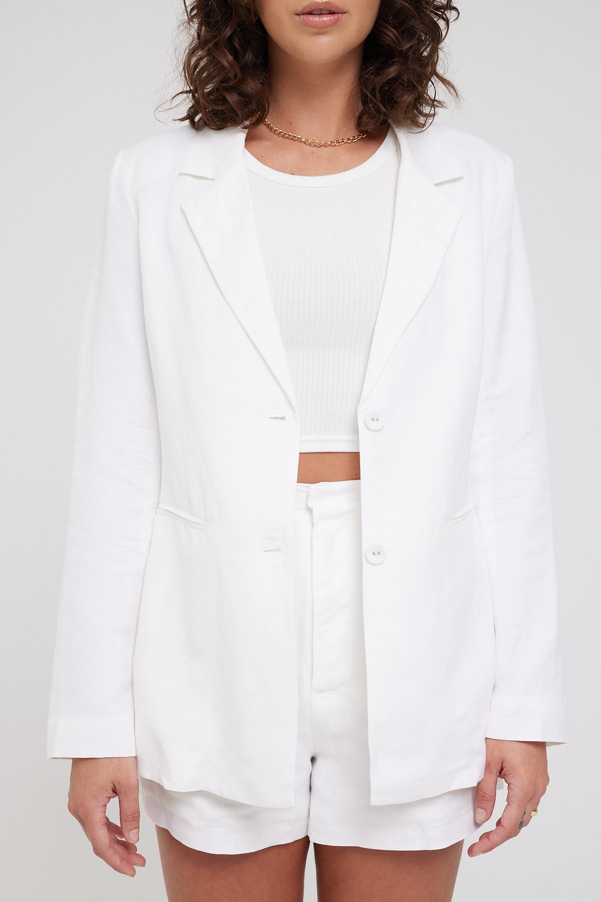 Perfect Stranger Tully Linen Slimline Blazer White