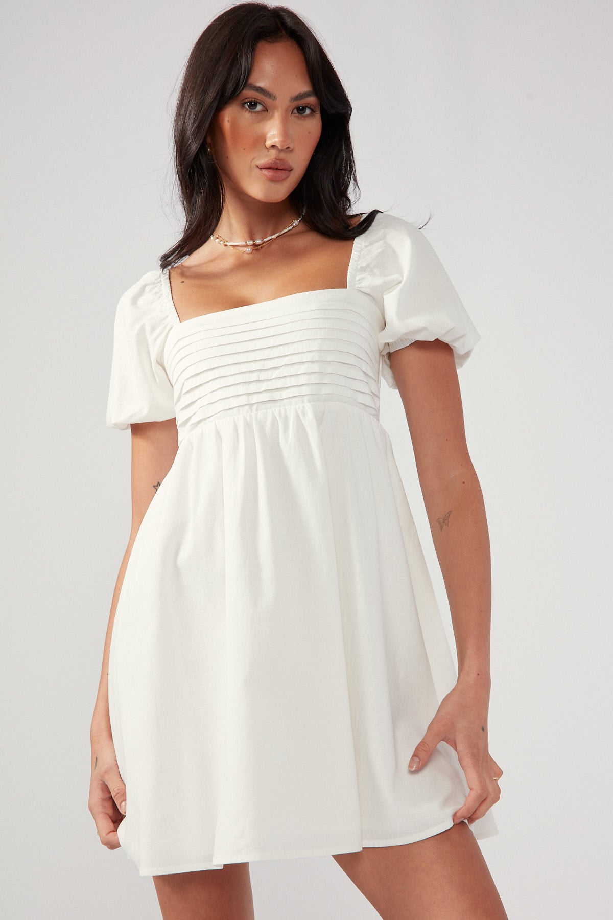 Perfect Stranger Wishlist Puff Sleeve Mini Dress White