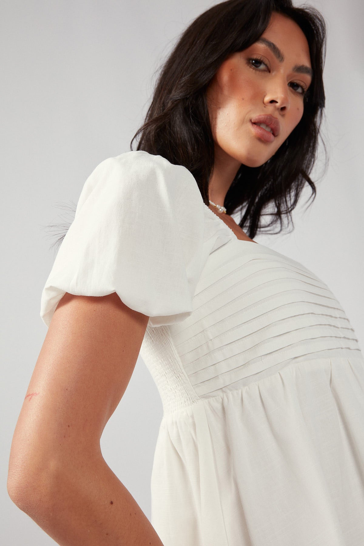 Perfect Stranger Wishlist Puff Sleeve Mini Dress White