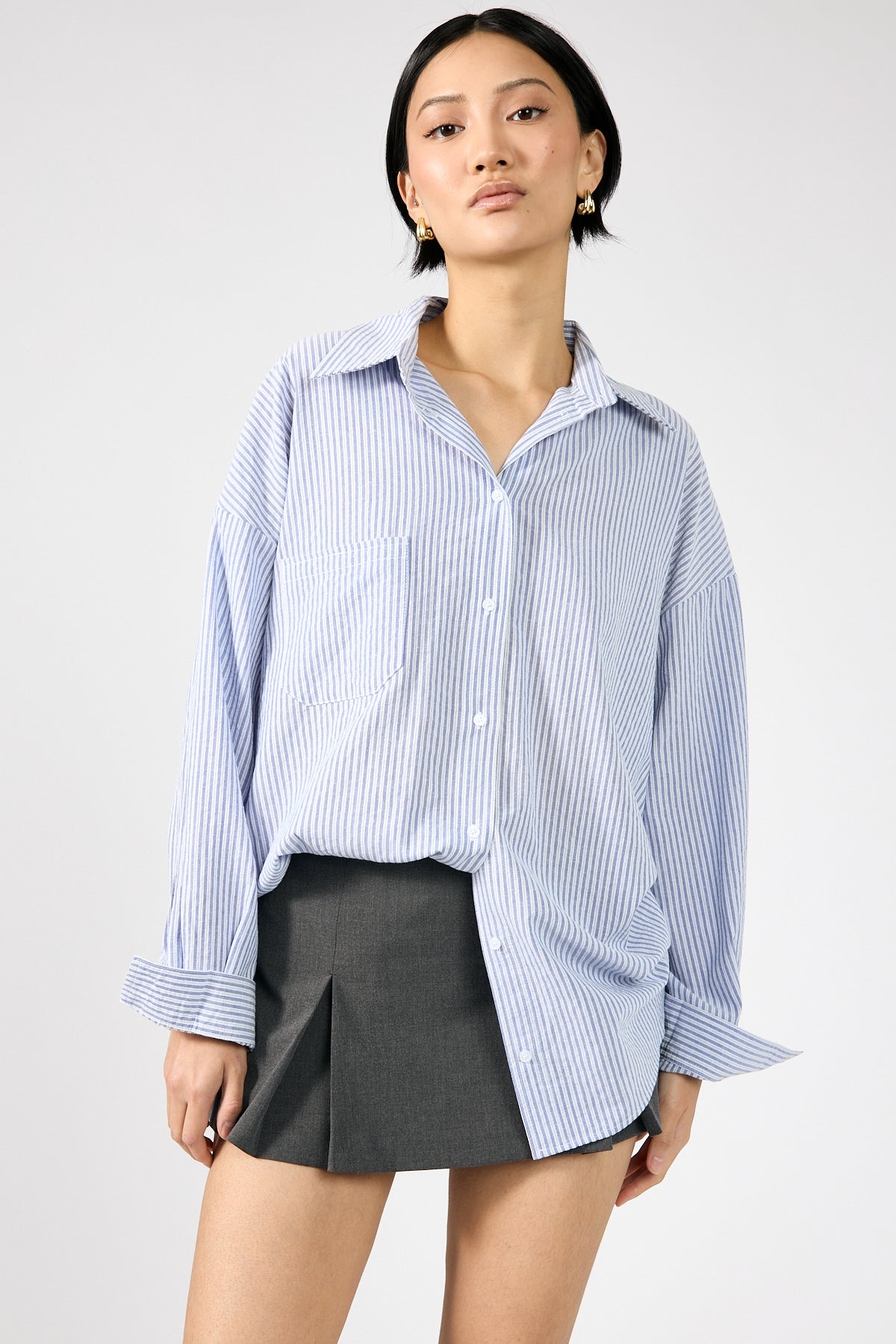 Perfect Stranger Striped Oversized Shirt Blue Stripe
