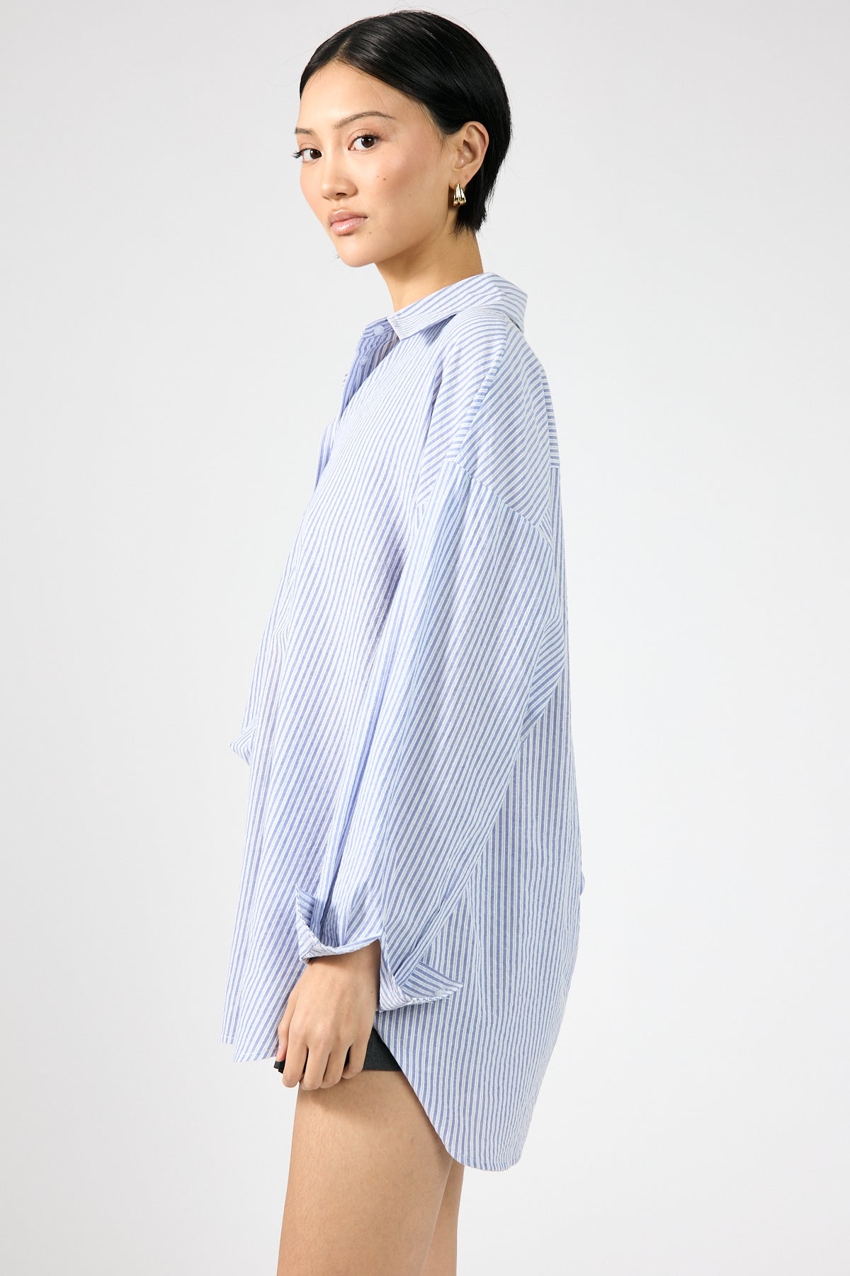 Perfect Stranger Striped Oversized Shirt Blue Stripe