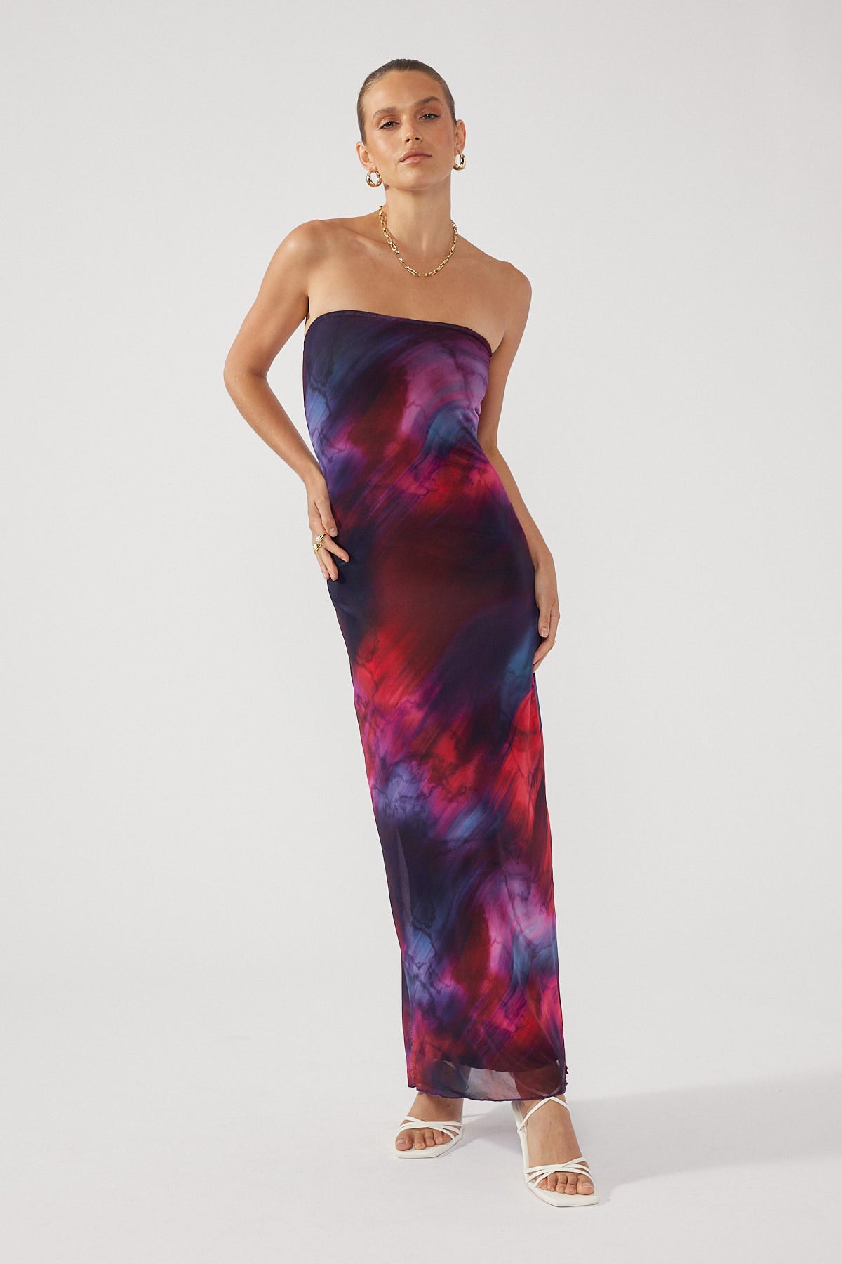 Perfect Stranger Muriel Shade Mesh Midi Dress Black Print