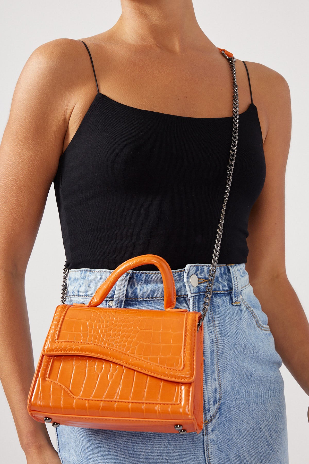 Token Assymetric Flap Shoulder Bag Orange