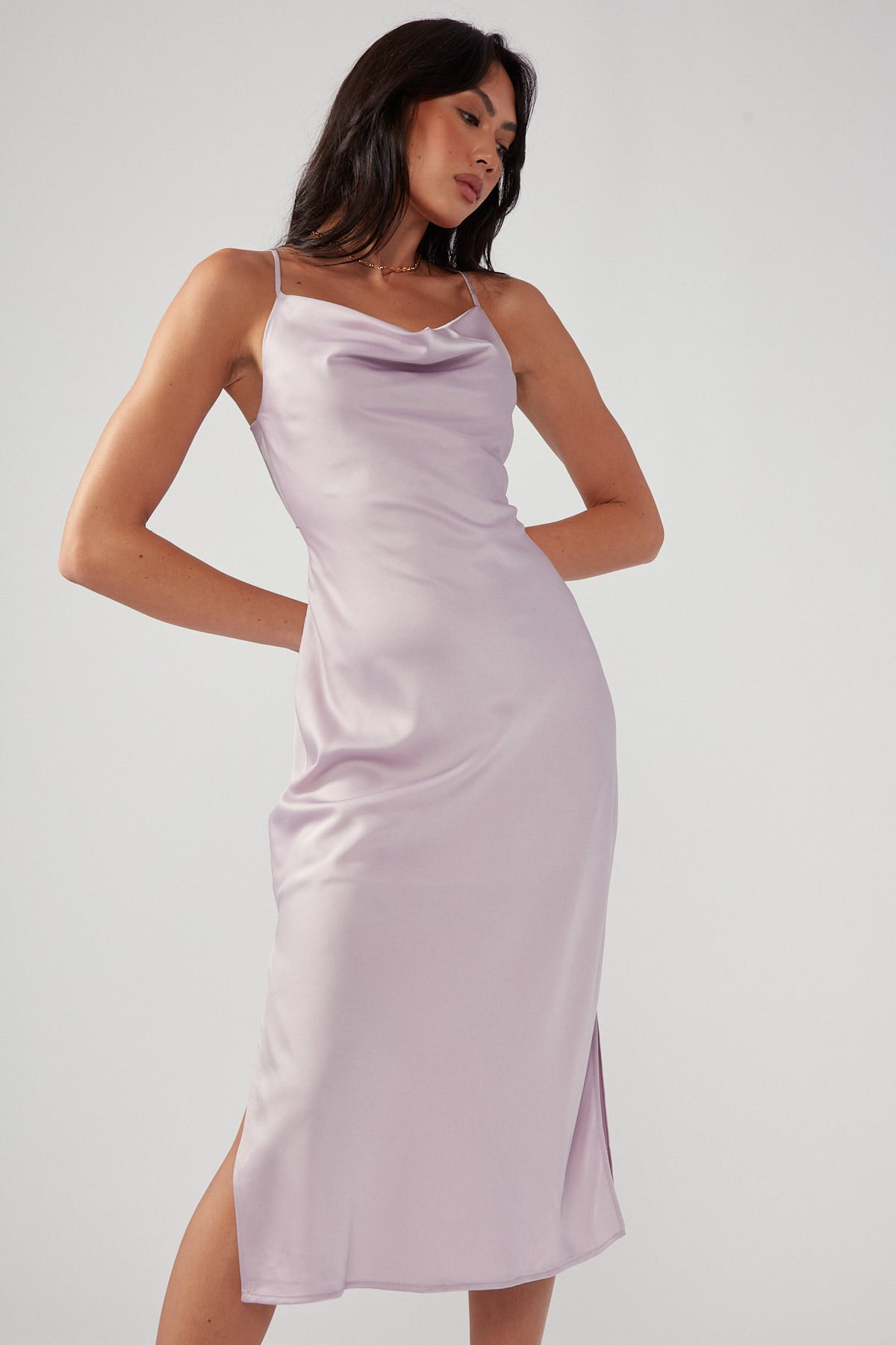 Perfect Stranger Luna Lace Up Back Midi Dress Purple