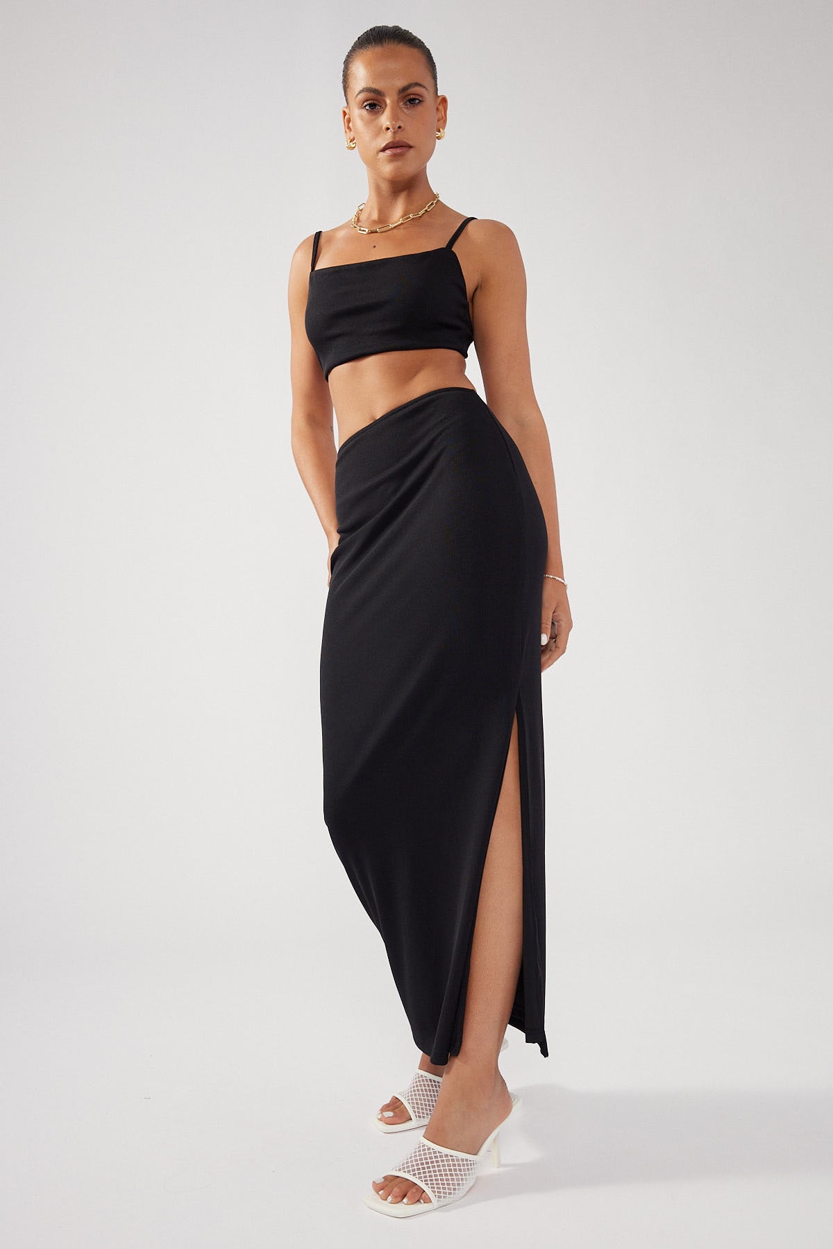 Perfect Stranger Lights Out Midi Skirt Black