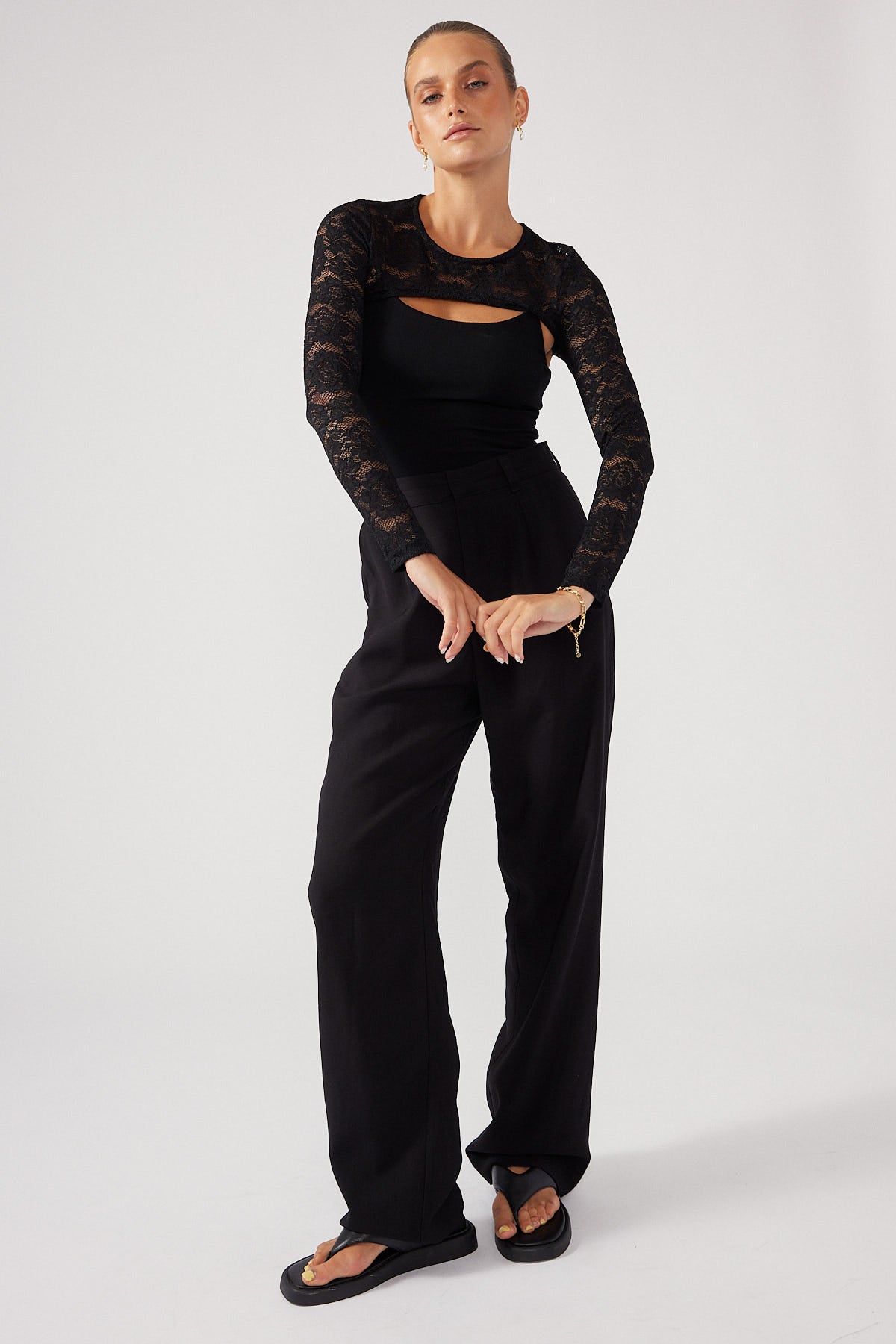 Perfect Stranger All Over Lace Bolero Black