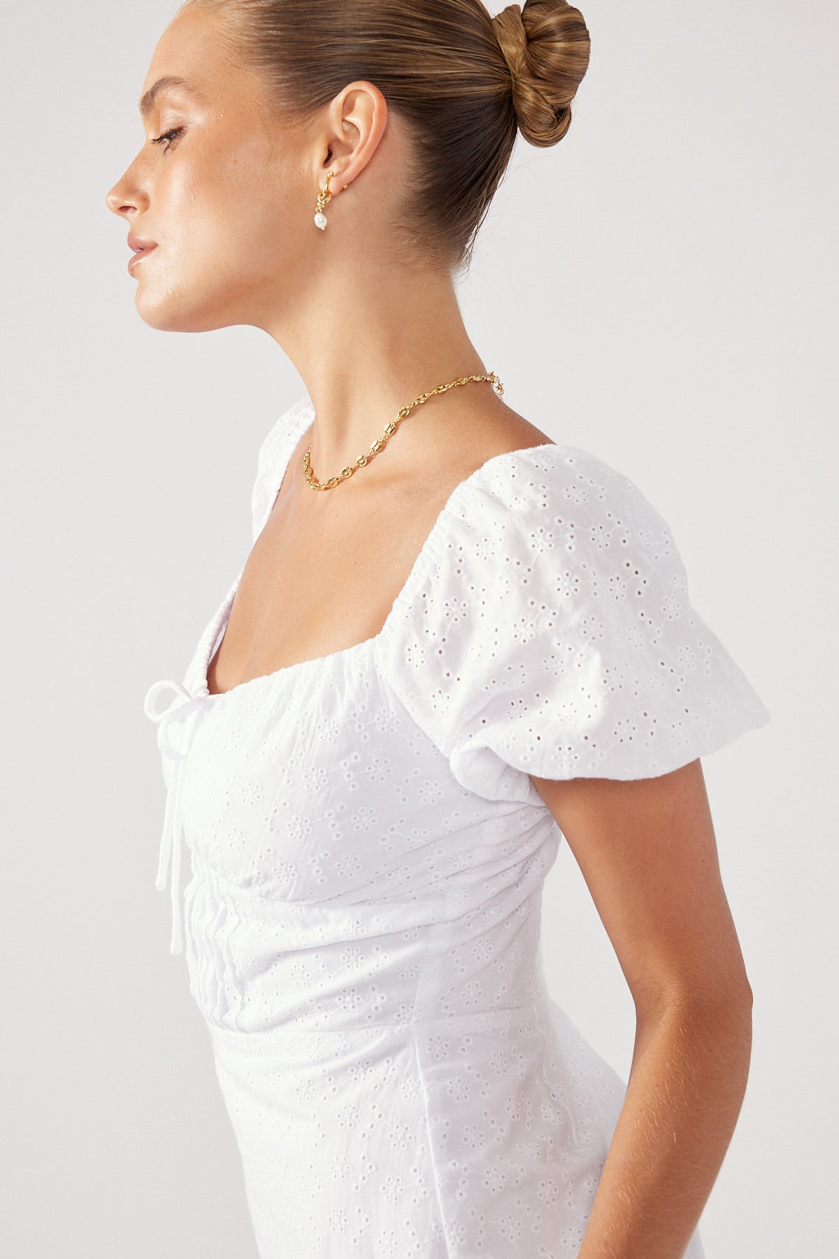 Perfect Stranger Broderie Mini Dress White