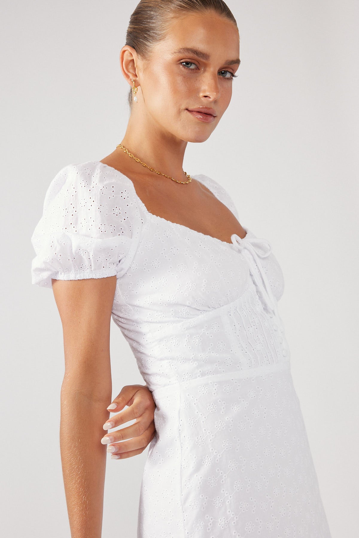 Perfect Stranger Broderie Mini Dress White