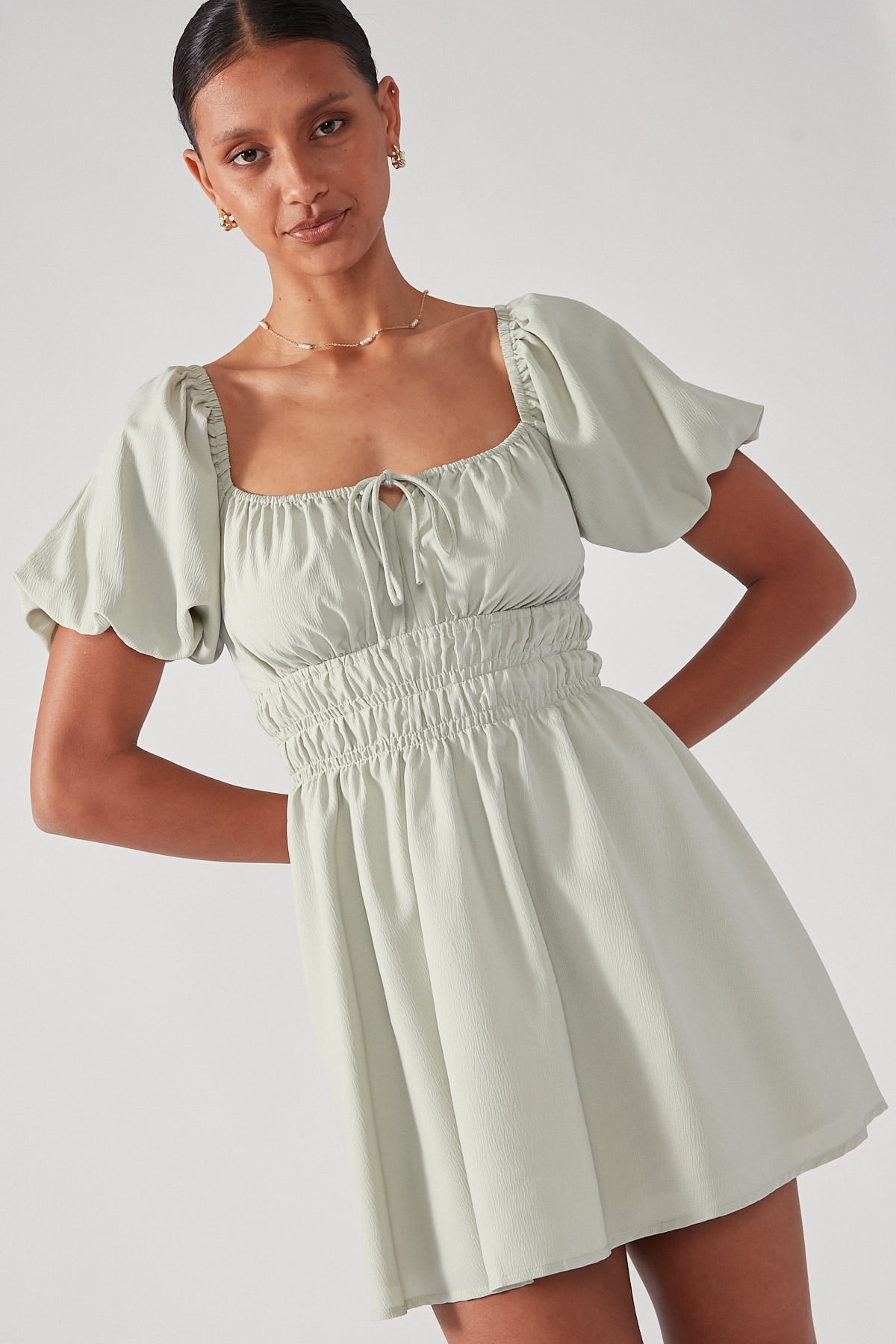 Perfect Stranger Cece Summer Mini Dress Sage