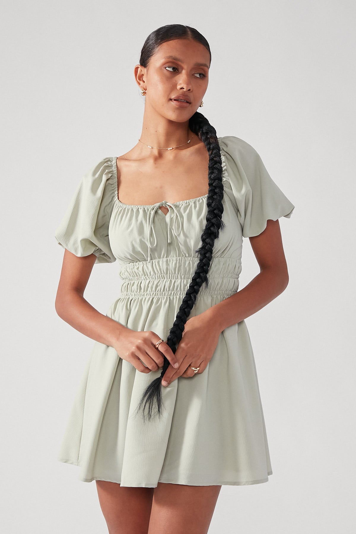 Perfect Stranger Cece Summer Mini Dress Sage