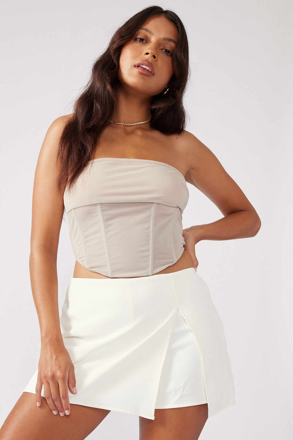 Perfect Stranger Tropez Mid Rise Skort White