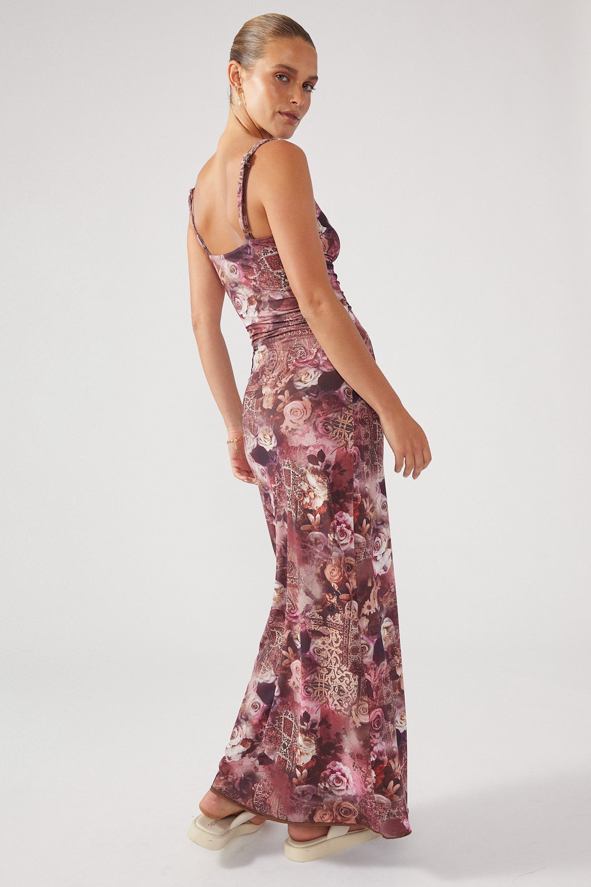 Perfect Stranger Beloved Beauty Mesh Dress Brown Print