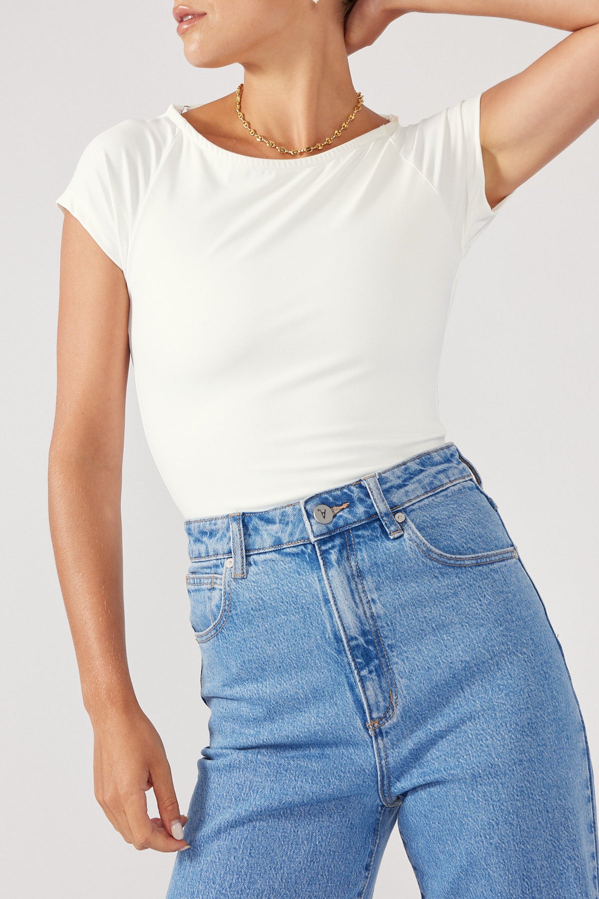 Perfect Stranger Open Back Jersey Top White