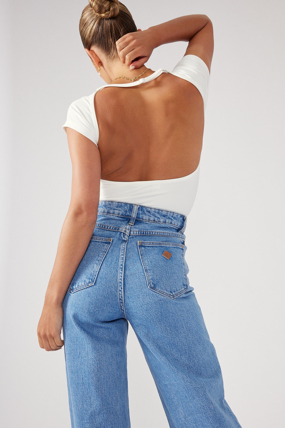 Perfect Stranger Open Back Jersey Top White