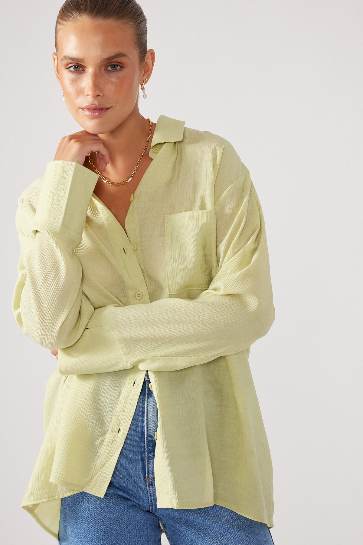 Perfect Stranger Summer Crinkle Shirt Green