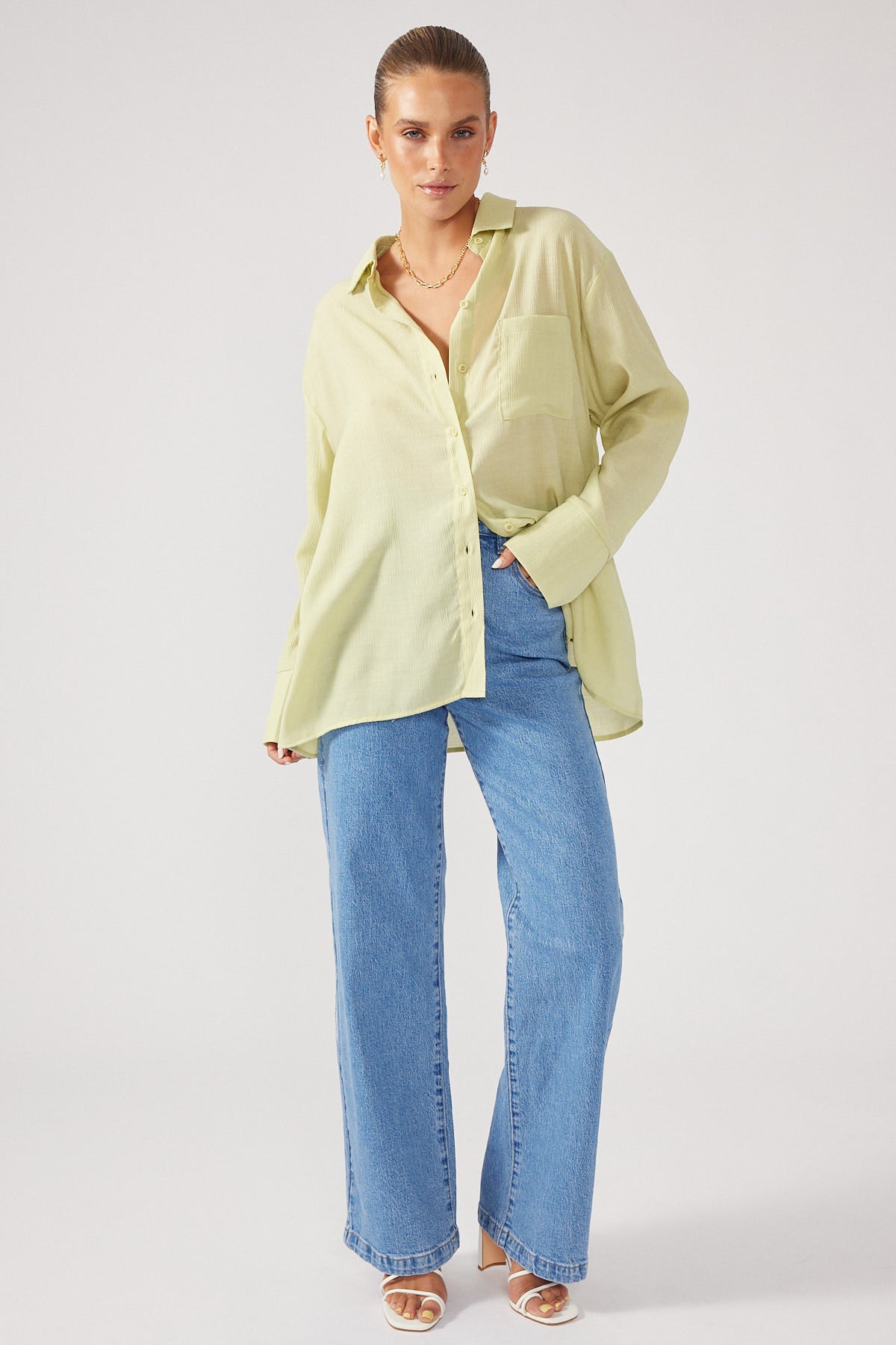 Perfect Stranger Summer Crinkle Shirt Green