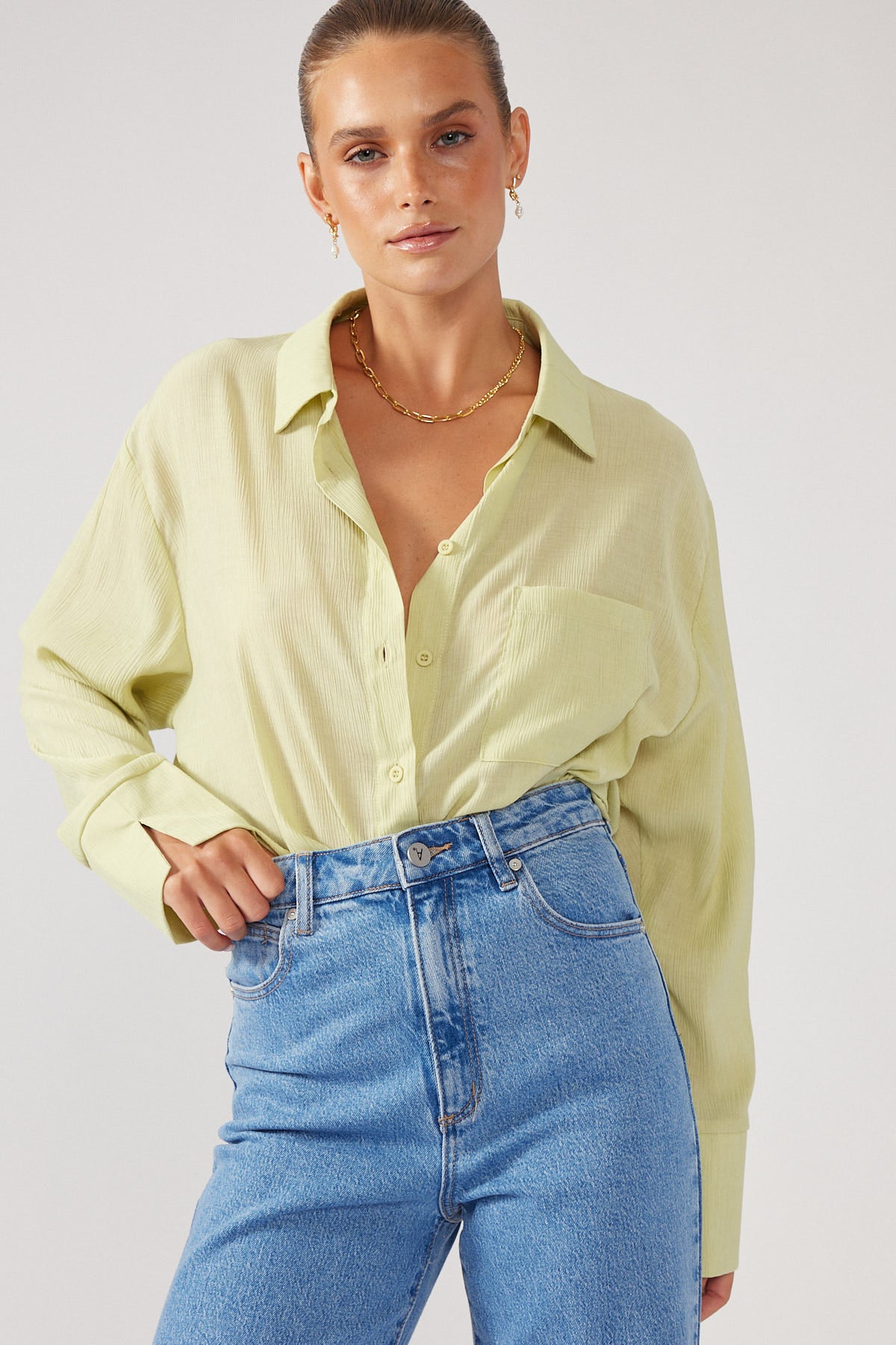 Perfect Stranger Summer Crinkle Shirt Green