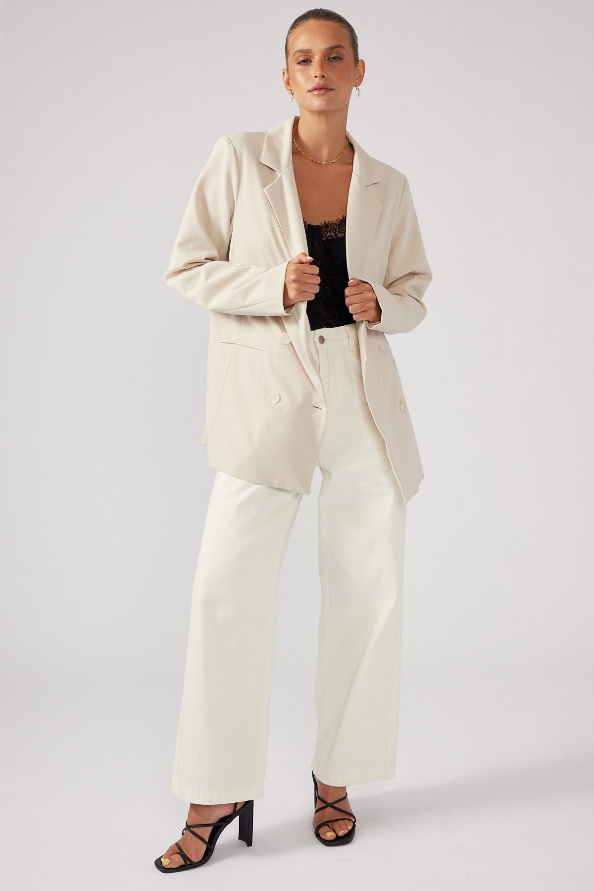 Perfect Stranger Oversized Blazer Nude