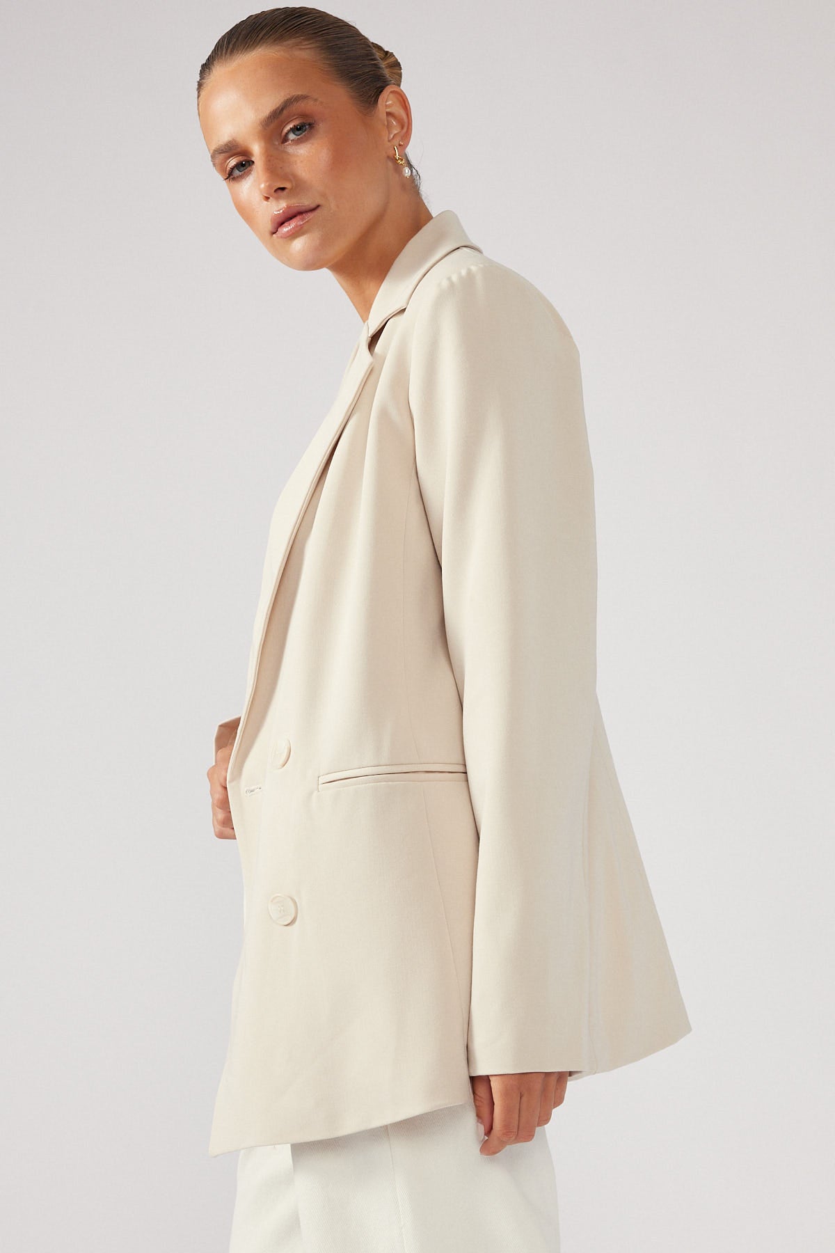 Perfect Stranger Oversized Blazer Nude