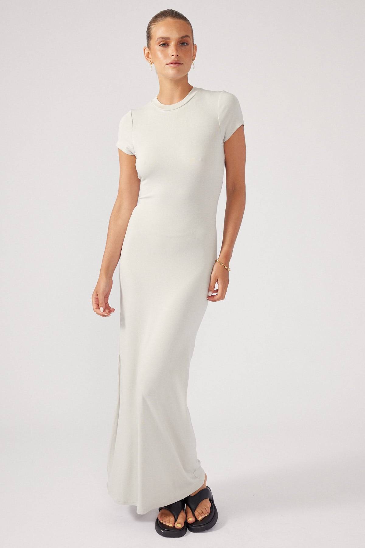 Perfect Stranger Cap Sleeve Maxi Dress Grey