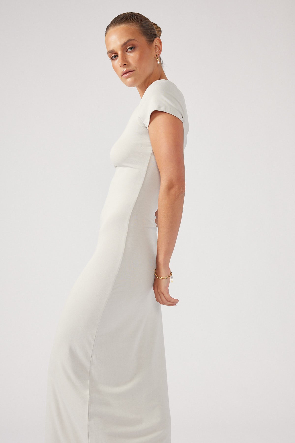 Perfect Stranger Cap Sleeve Maxi Dress Grey