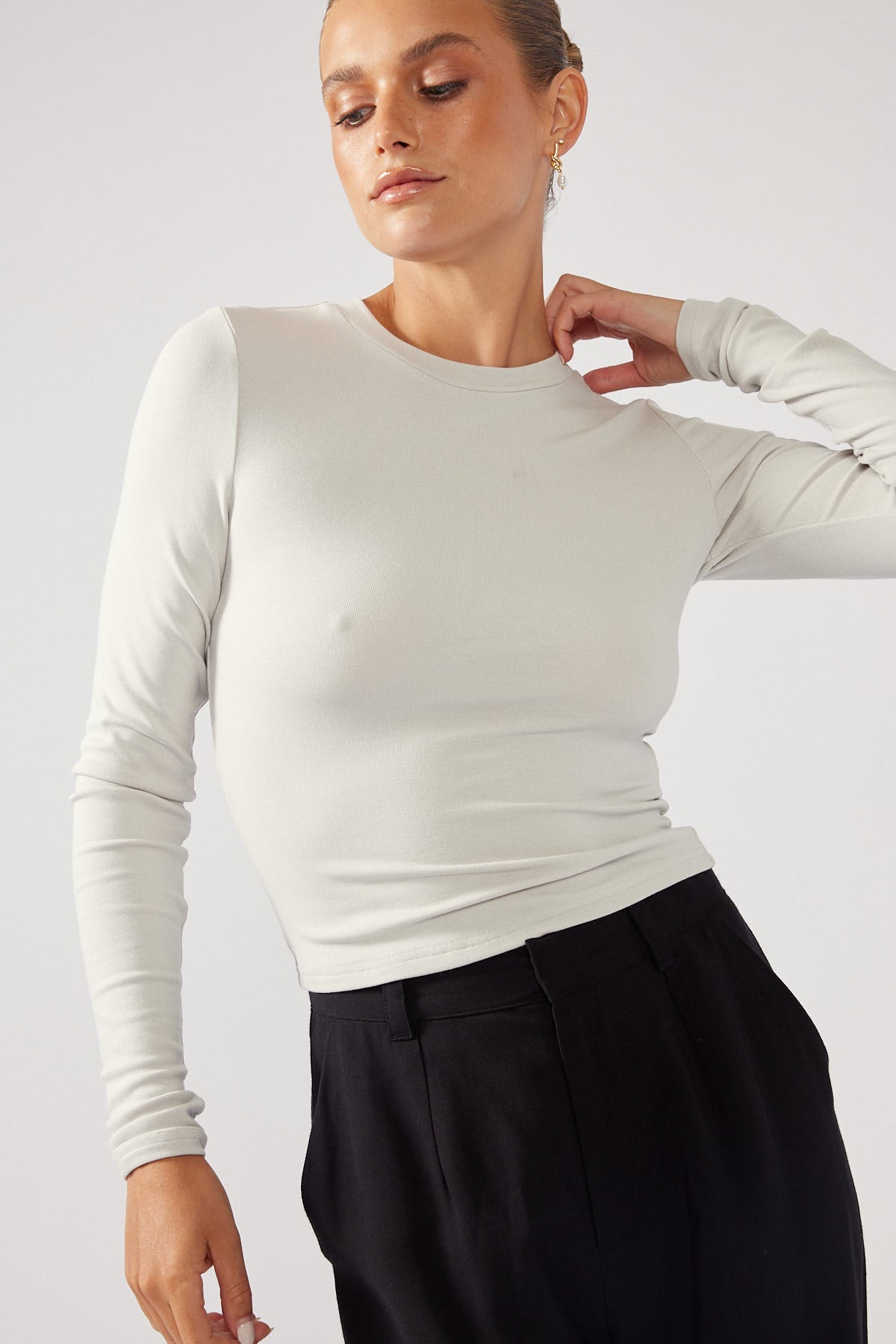 Perfect Stranger Long Sleeve Top Grey